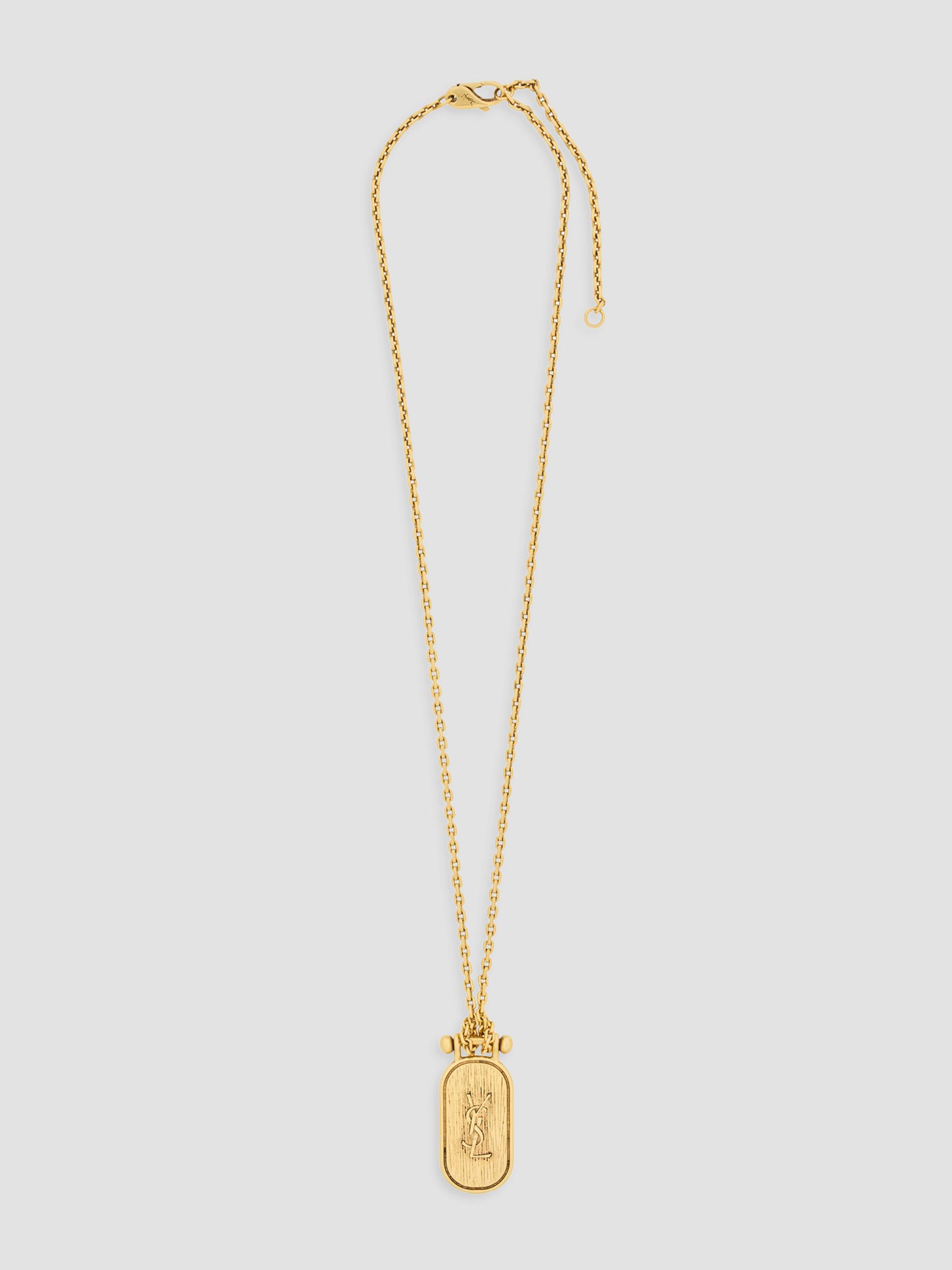 Saint Laurent Cassandre Tablet Necklace in Metal | Saks Fifth Avenue