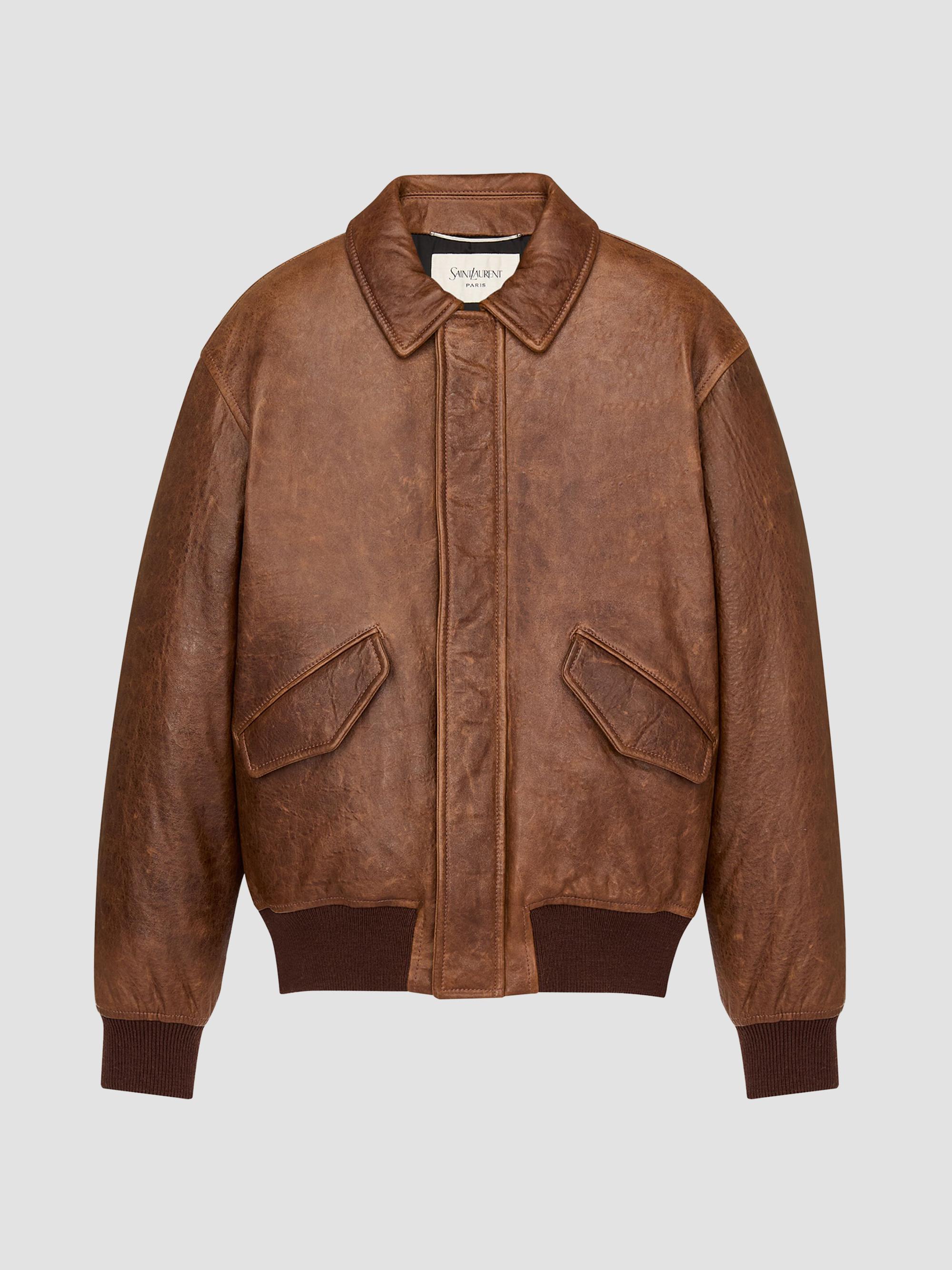 Saint Laurent Men's Jacket in Vintage Grained Lambskin - Marron Terracotta | Thumbnail 5
