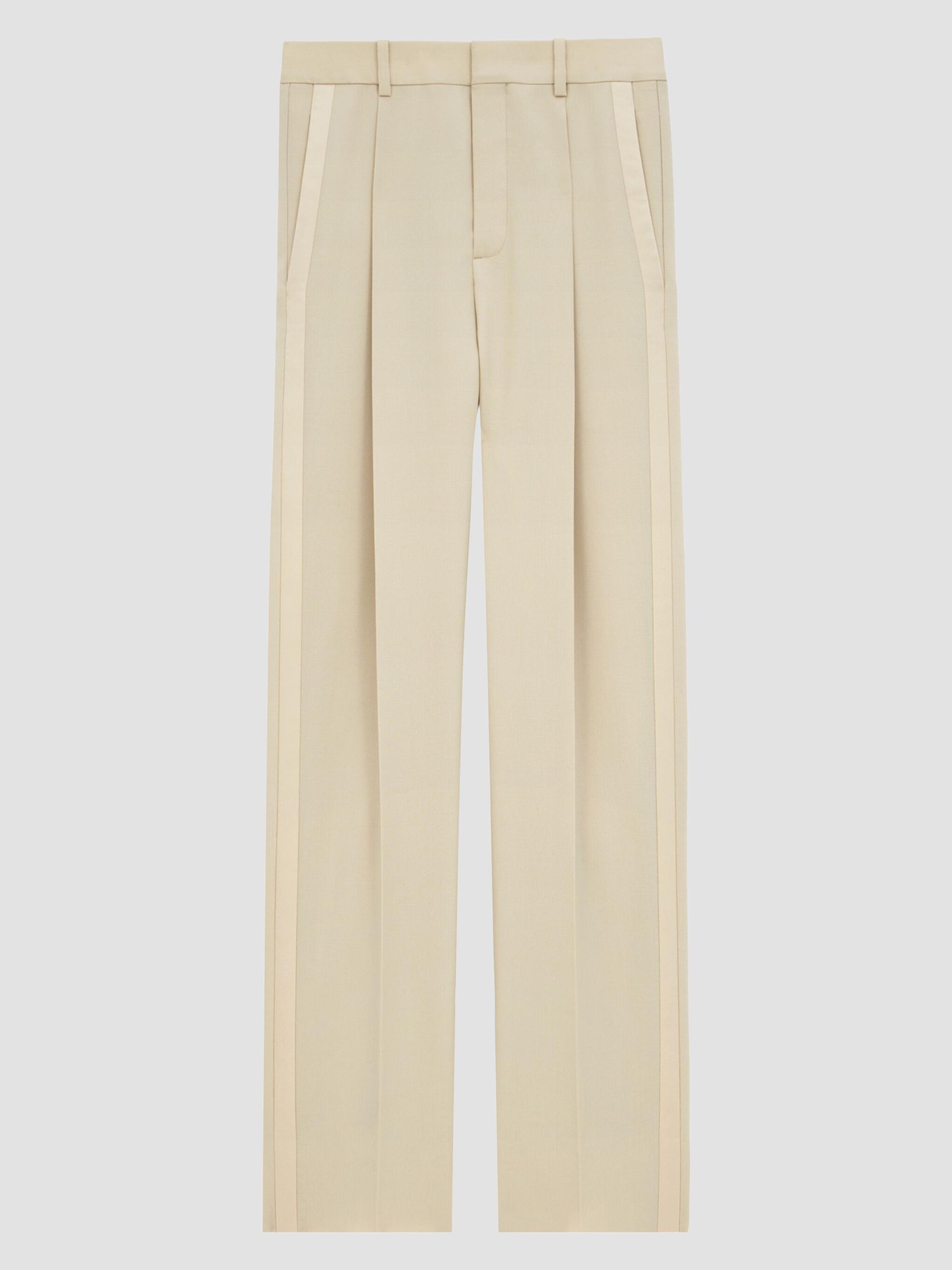 Saint Laurent Men's High-Waisted Pants in Light Wool - Beige | Thumbnail 3