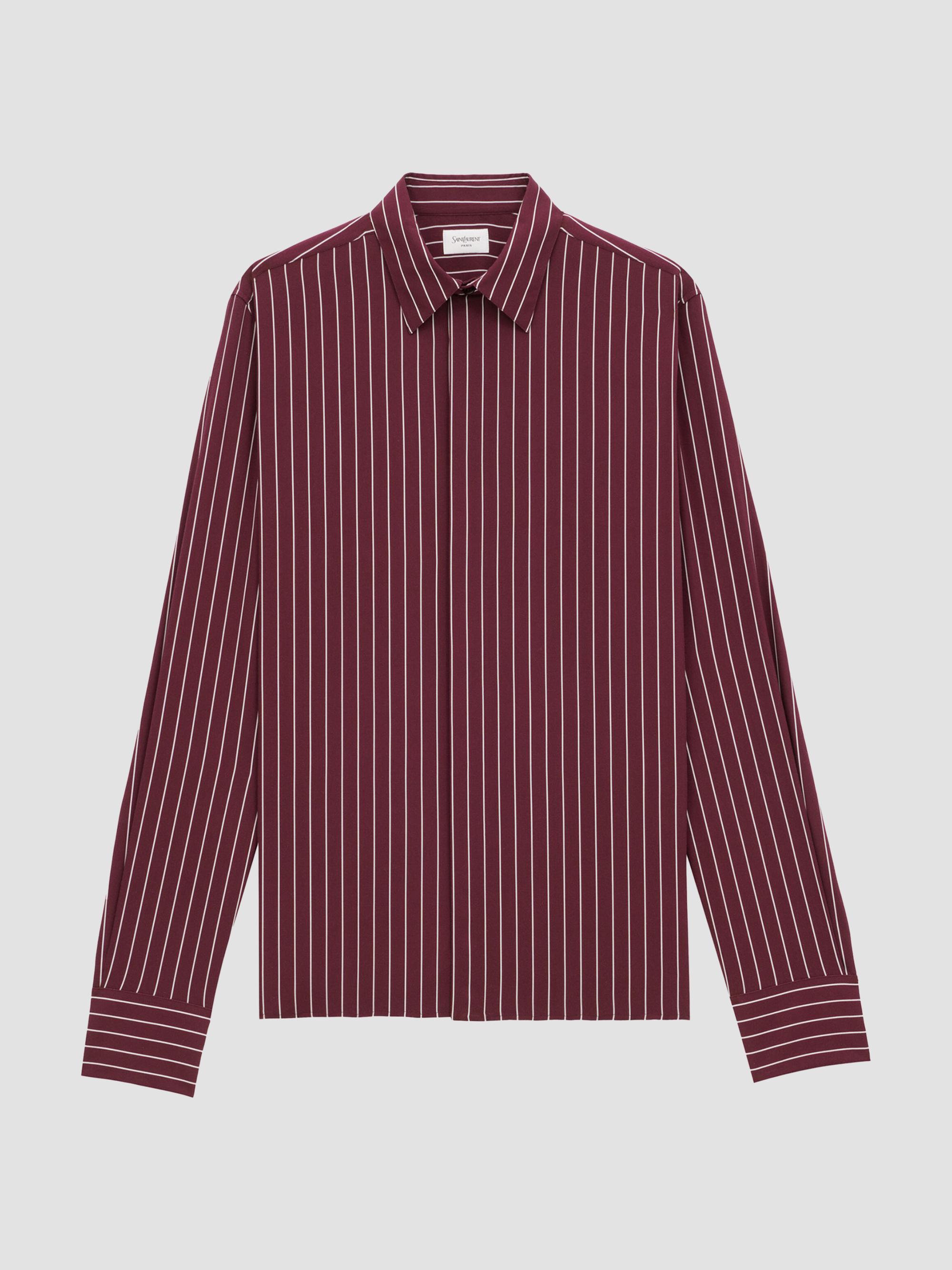 Saint Laurent Men's Striped Shirt - Bordeaux | Thumbnail 6