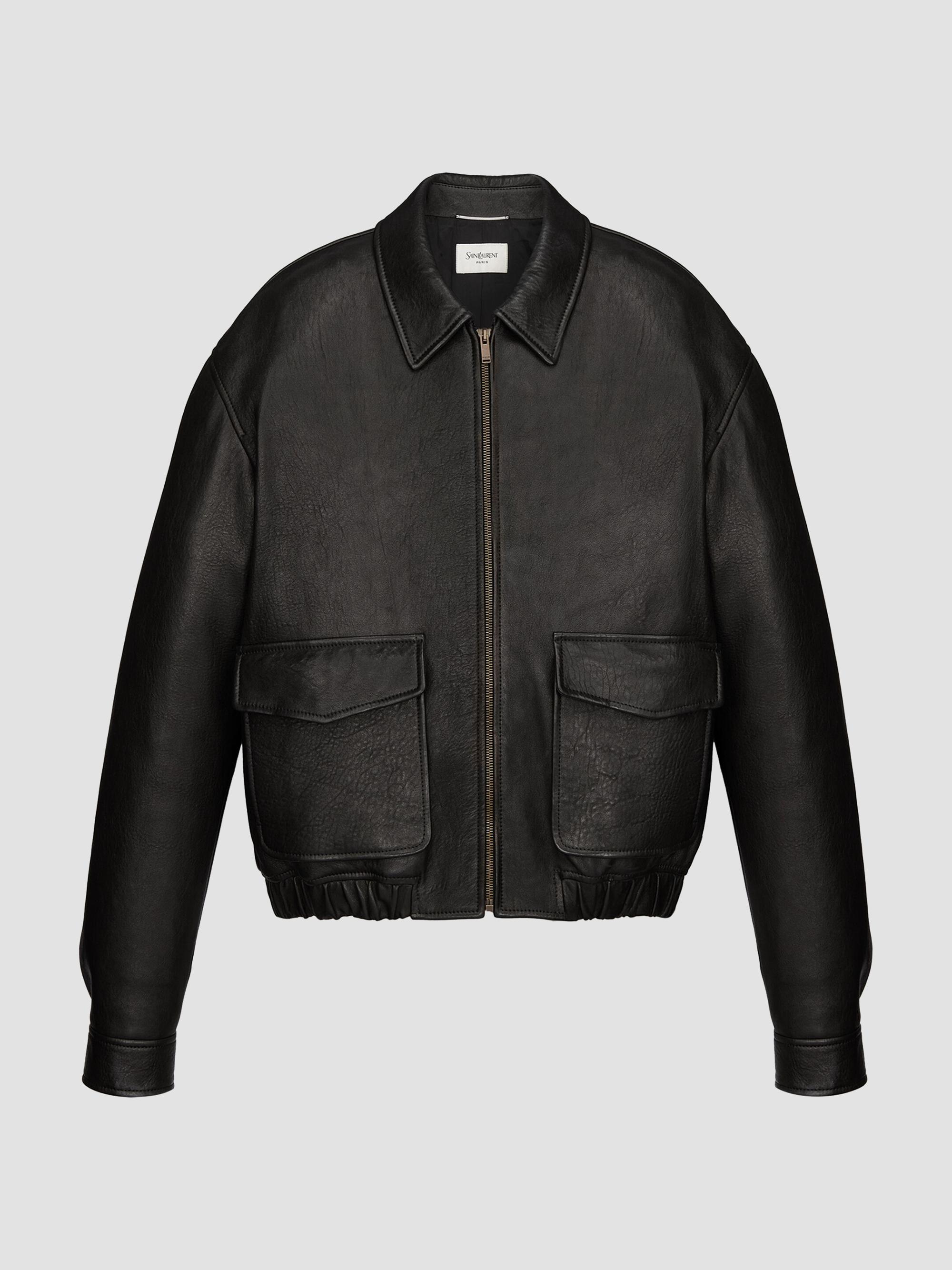 Saint Laurent Men's Short Jacket in Bubbled Lambskin - Noir | Thumbnail 3