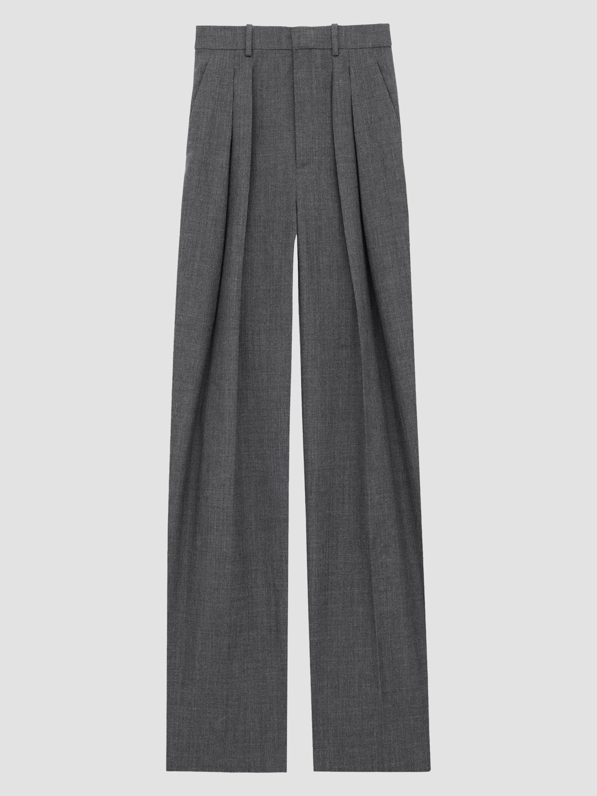 Saint Laurent Women's Wide-Leg Pants in Wool - Gris Chine | Thumbnail 3