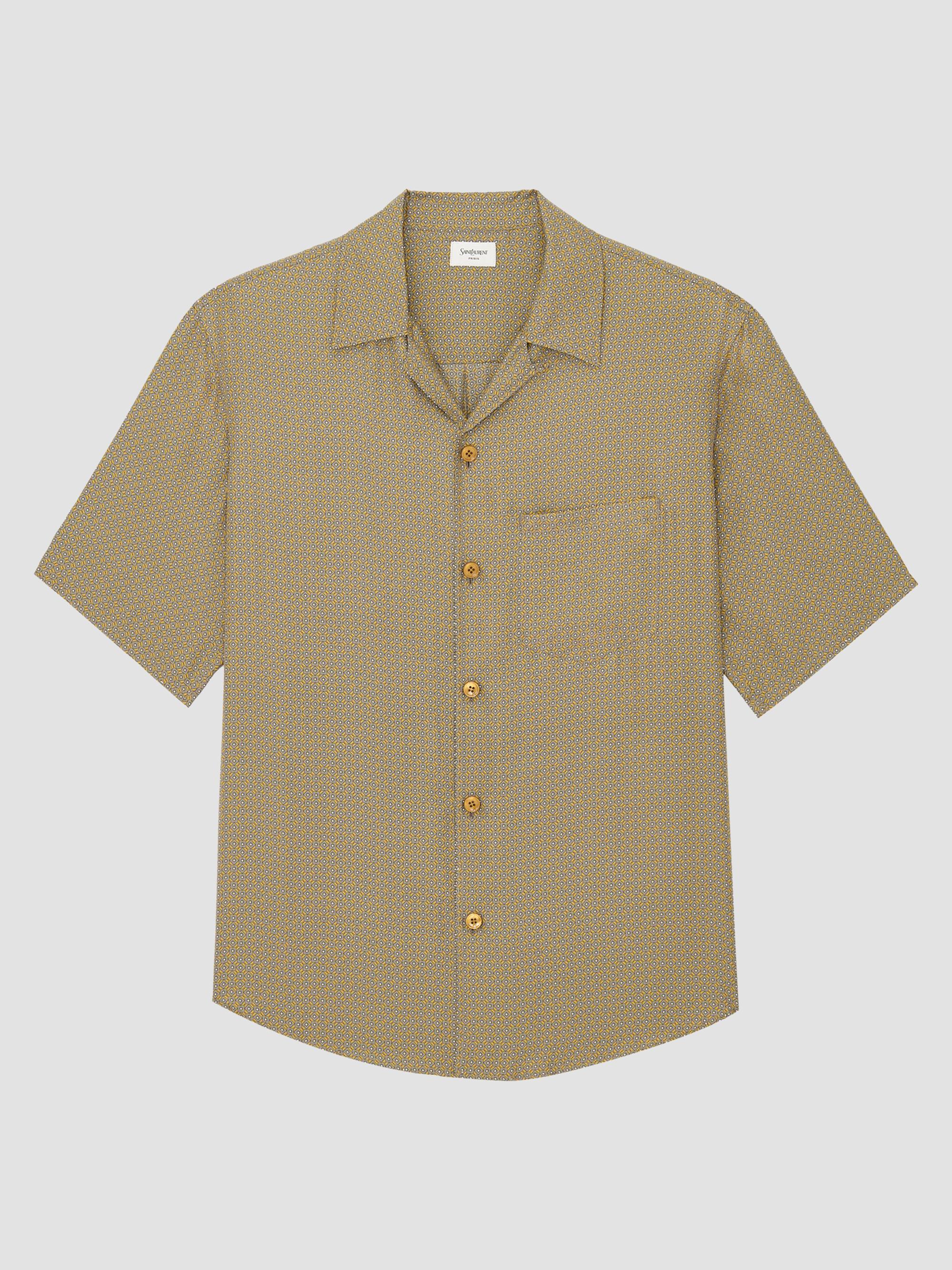 ysl dress shirts Saint Laurent Cassandre Shirt In Striped Cotton Poplin - Grey - Women