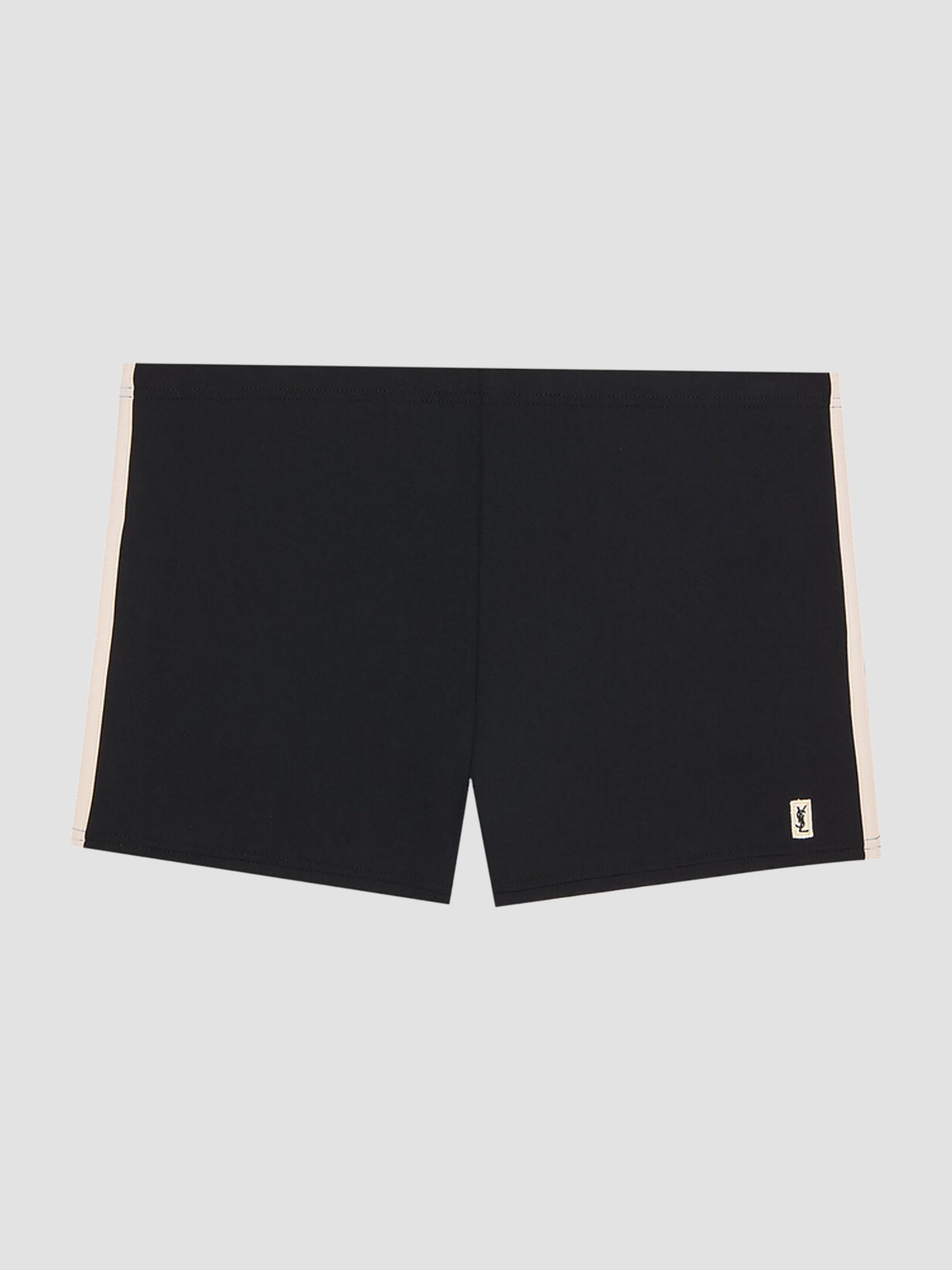 Saint Laurent Men's Cassandre Swim Shorts - Noir Ecru | Thumbnail 3