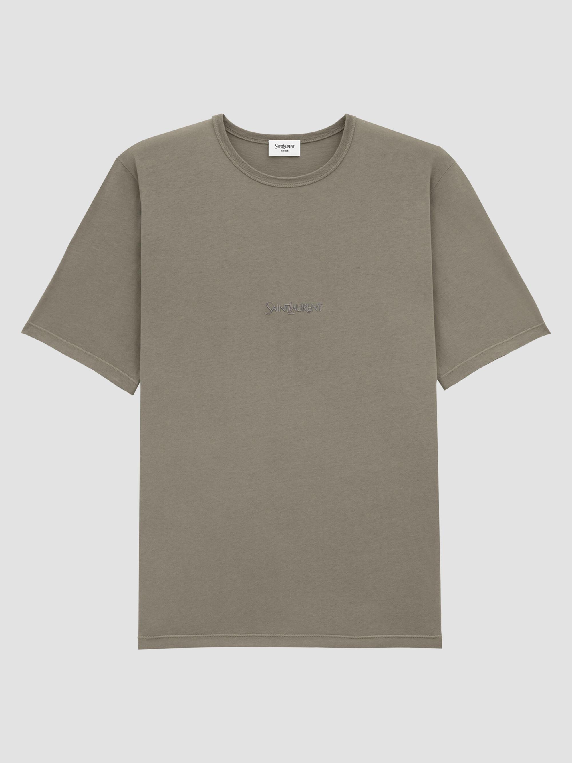 Saint Laurent Men's Cotton T-Shirt - Taupe | Thumbnail 3