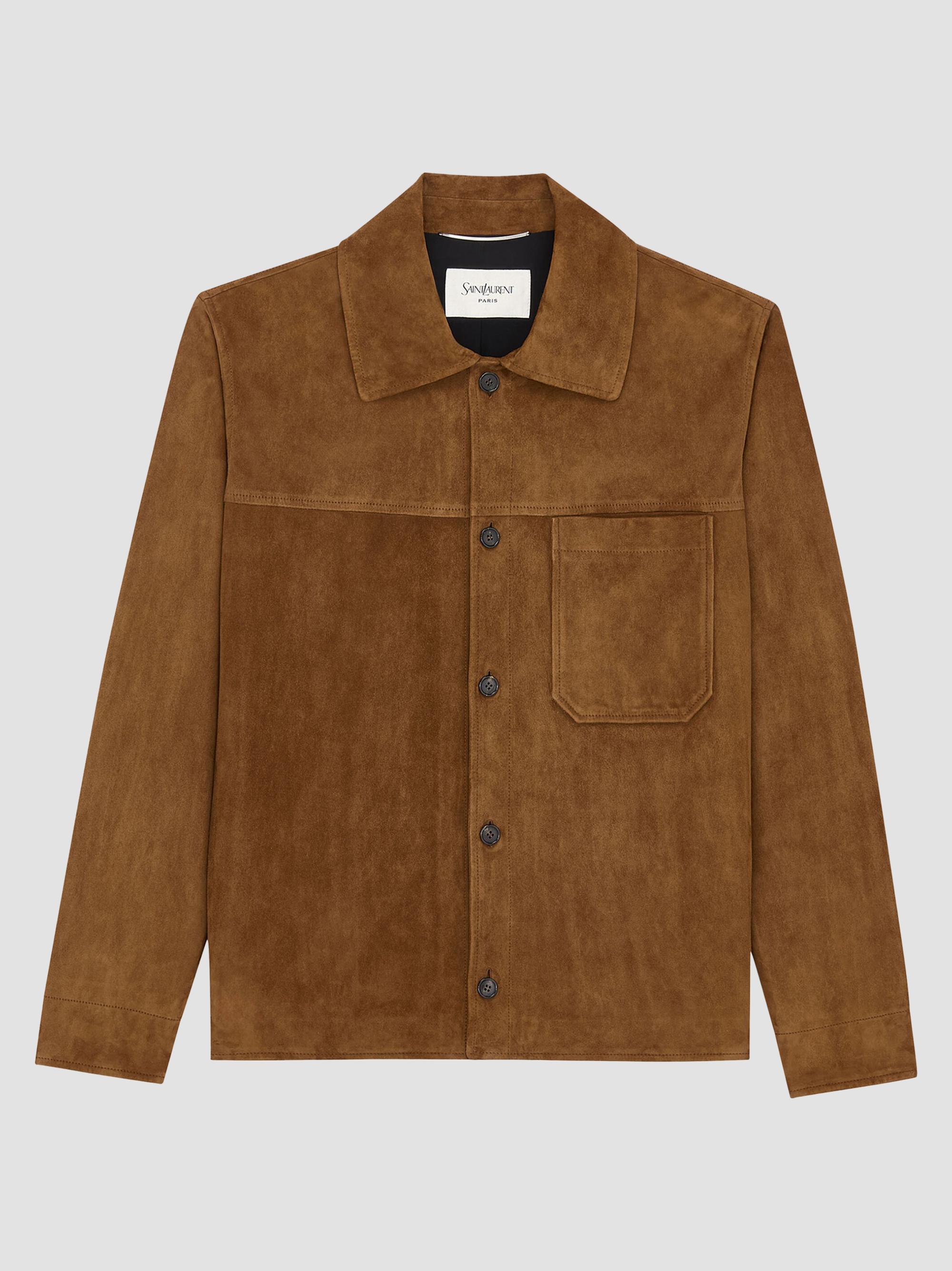 Saint Laurent Men's Overshirt in Suede - Rhum Ambre | Thumbnail 4