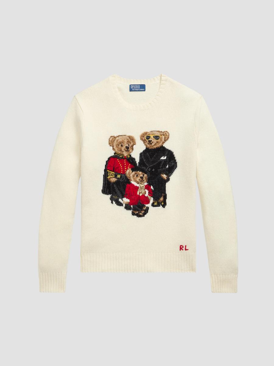 Polo Ralph Lauren Men's Polo Bears Crewneck Sweater In Authentic Cream