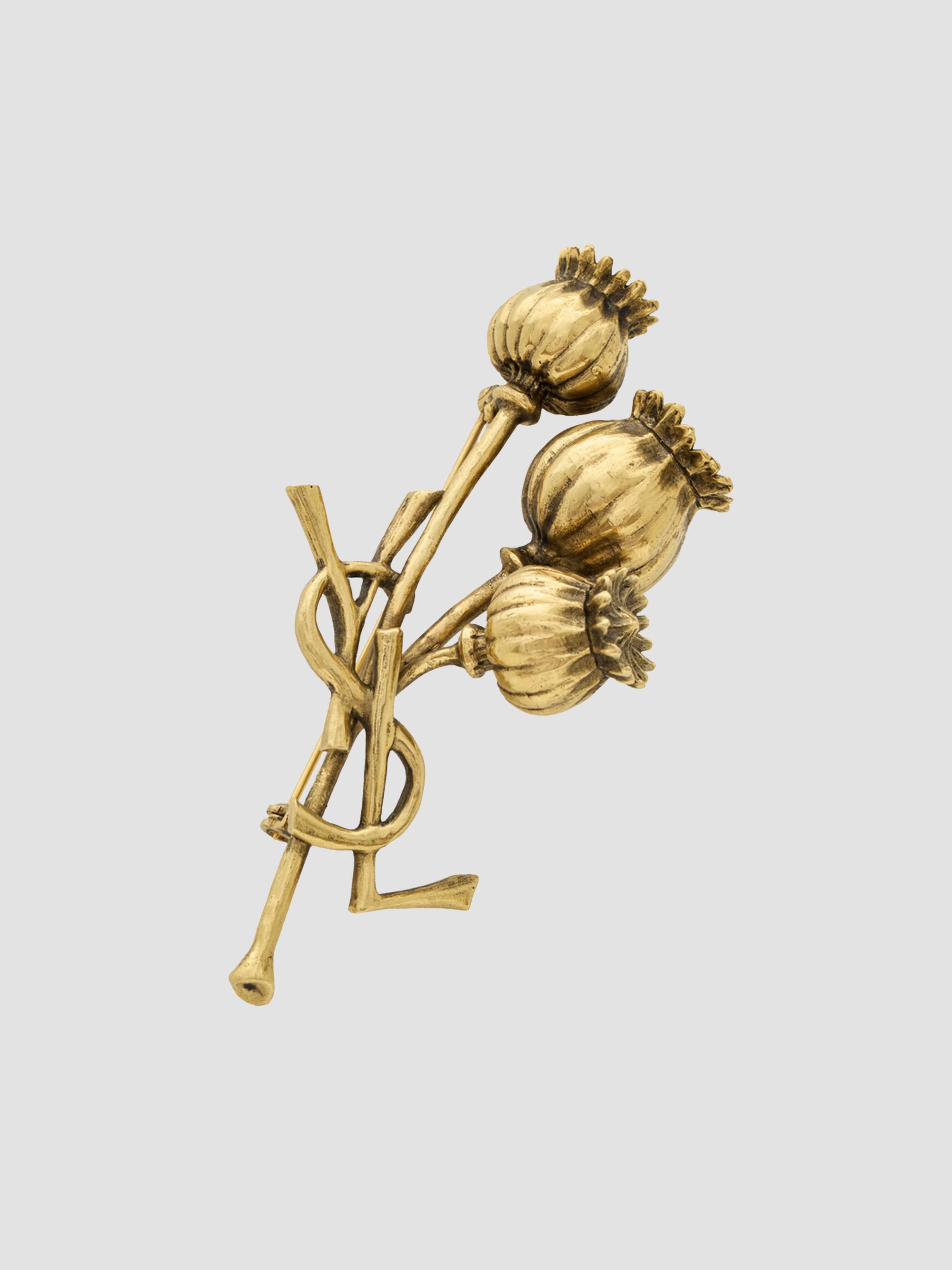 Saint Laurent Goldtone YSL Logo Brooch | Saks Fifth Avenue