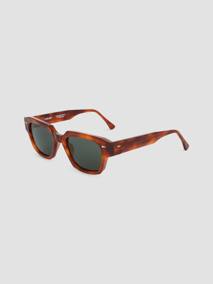 Ahlem Men's Rivoli 51mm Rectangular Sunglasses In Orange Turtle Dark Green