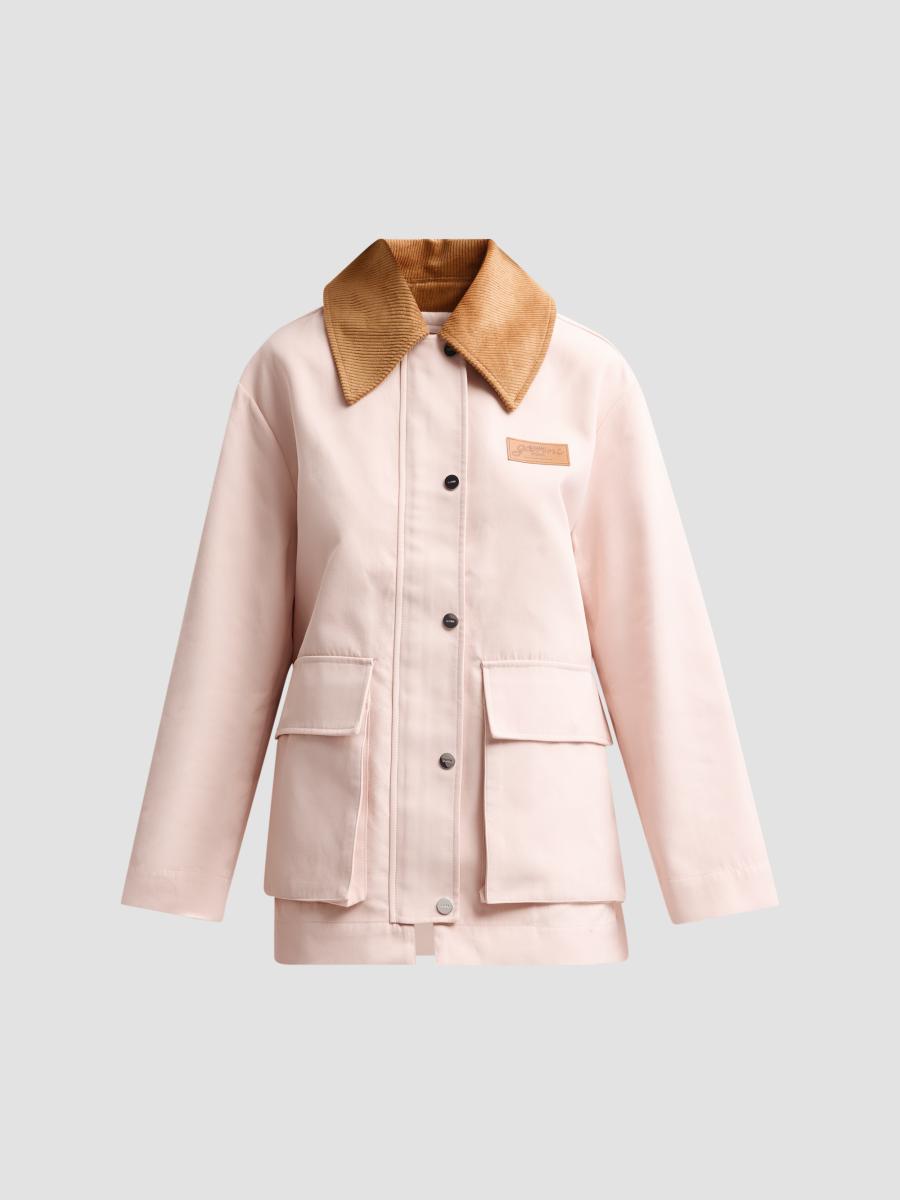 Ganni Multicolor Polyester Full-length Jacket In Pink