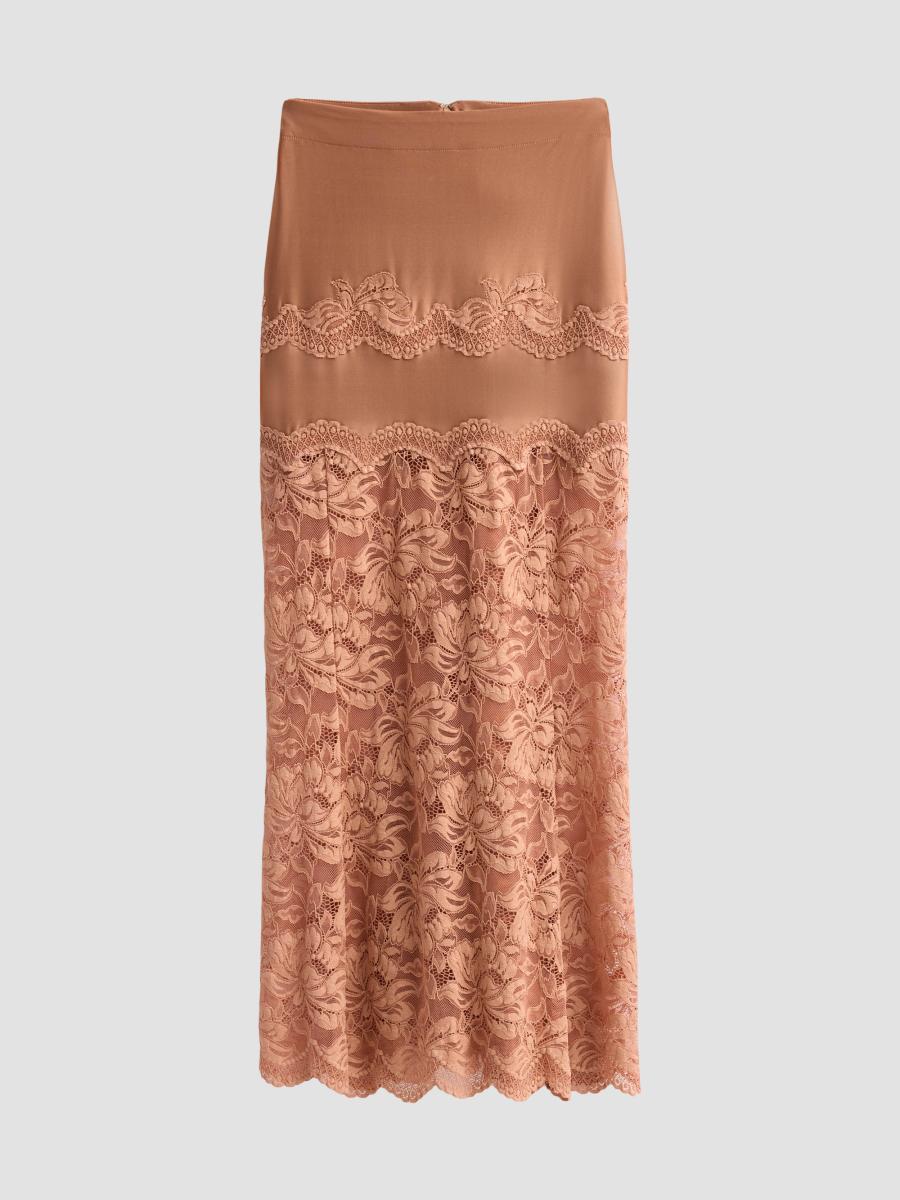 Rabanne Women's Lace-trimmed Maxi Skirt In New Caramel