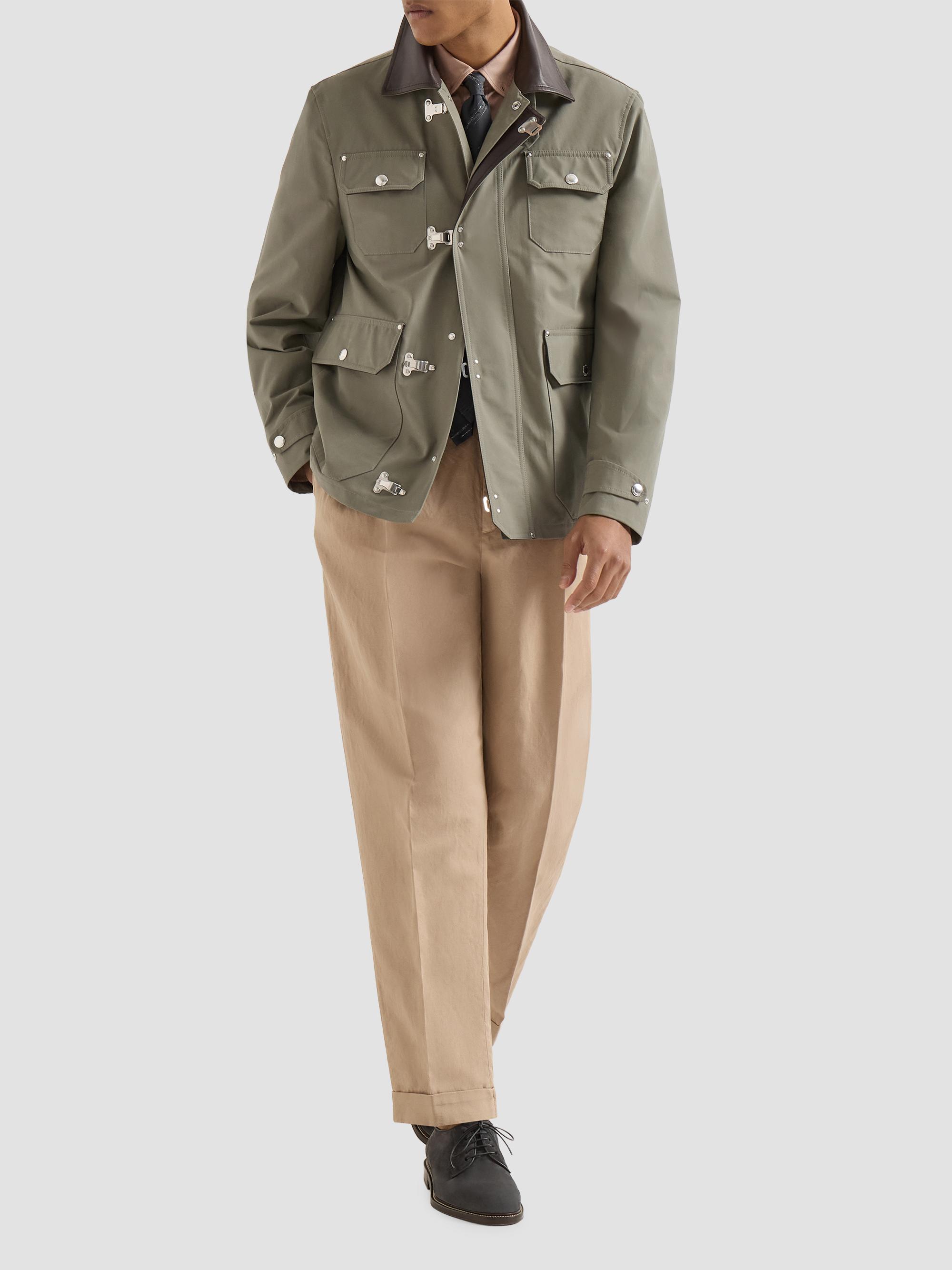 Brunello Cucinelli Men's Garment Dyed Easy Fit Shirt in Cotton Twill - Tobacco | Thumbnail 6