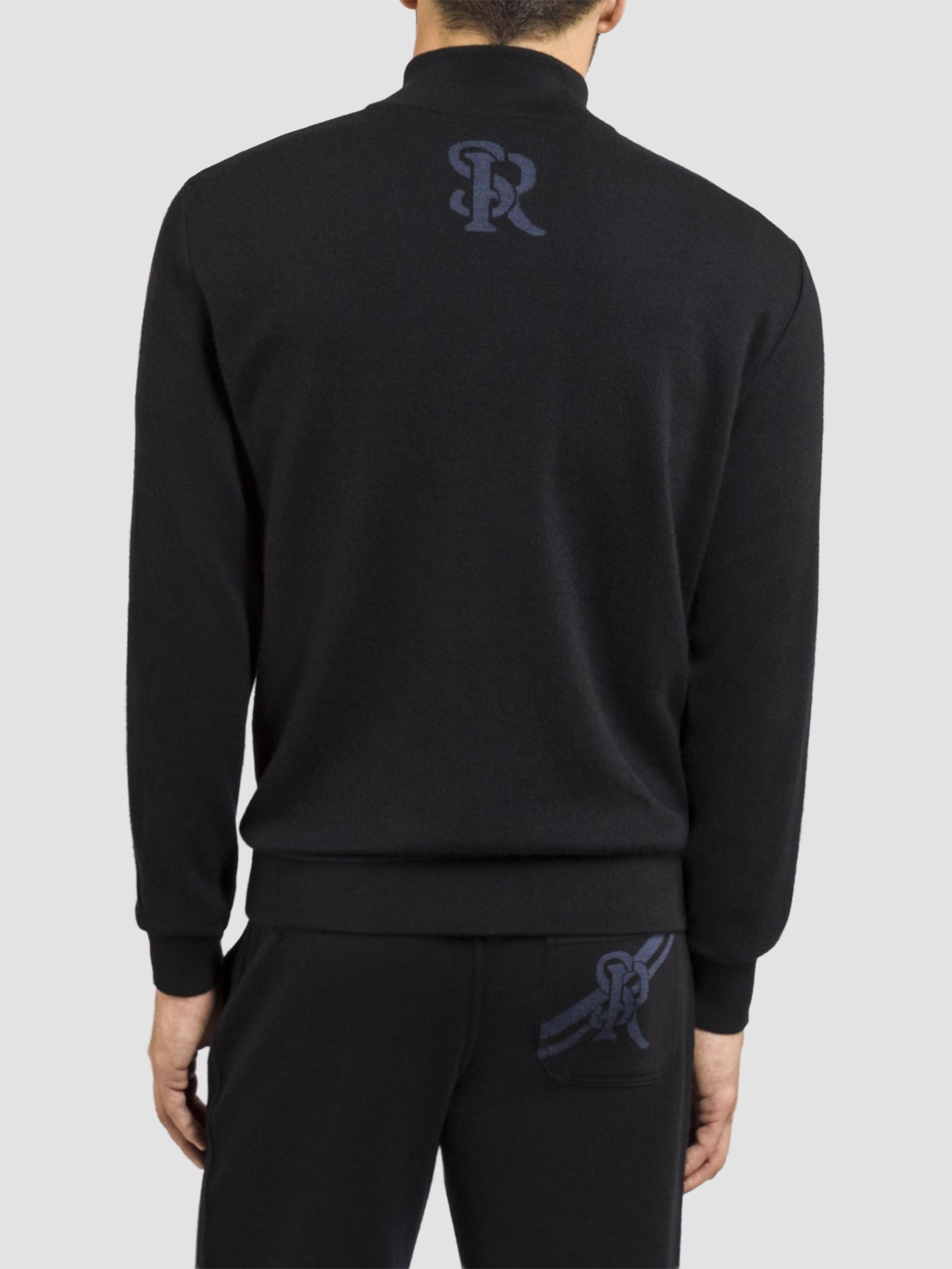 Stefano Ricci Men's Zip Mock Neck Sweater - Black | Thumbnail 4