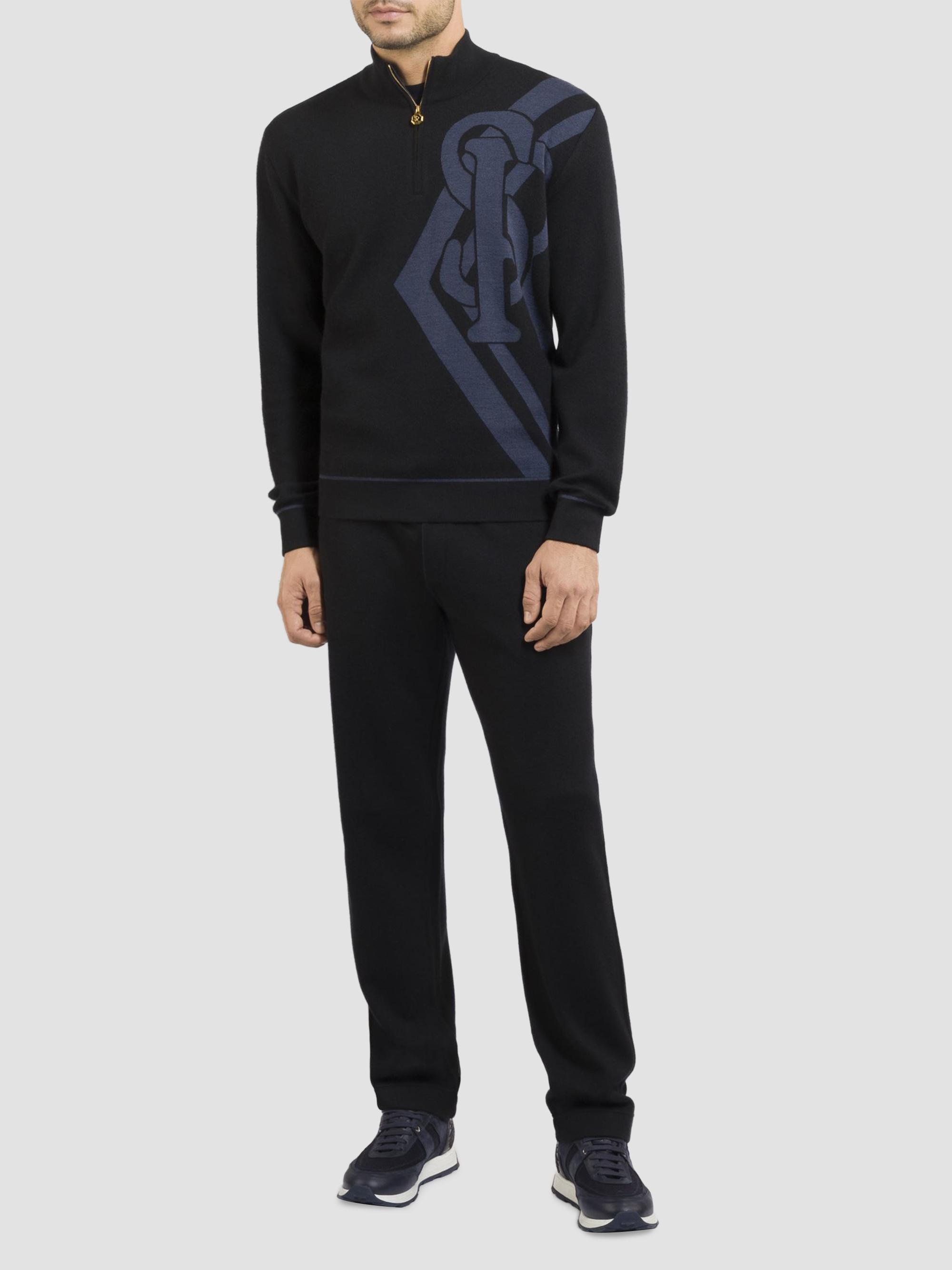 Stefano Ricci Men's Zip Mock Neck Sweater - Black | Thumbnail 2