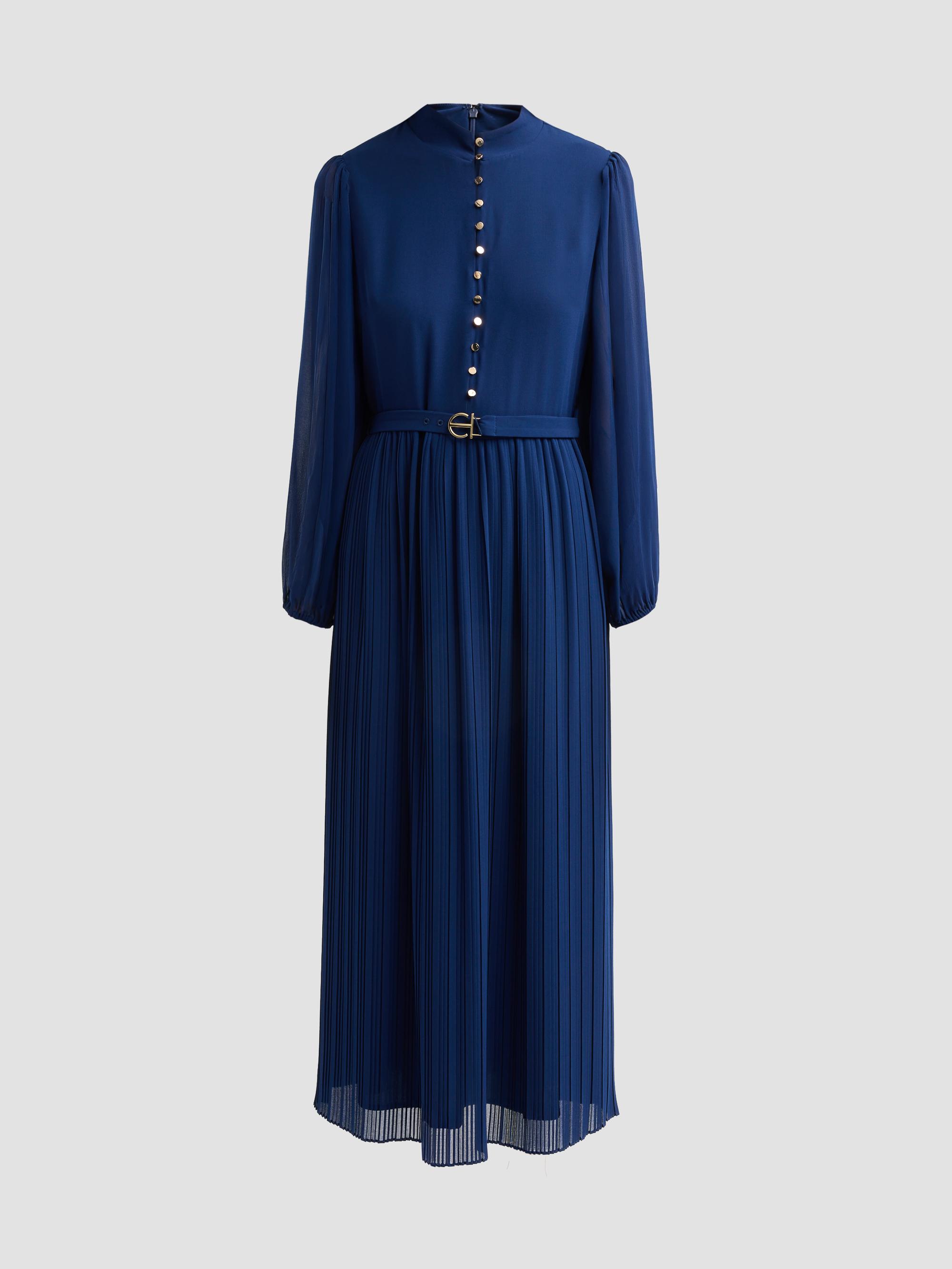 tahari blue dress Elie Women's Adira A-Line Mock Neck Long Sleeve - Jaden Twil Size:13.5 Perfect for weddings P_60 Open Back Black Tango
