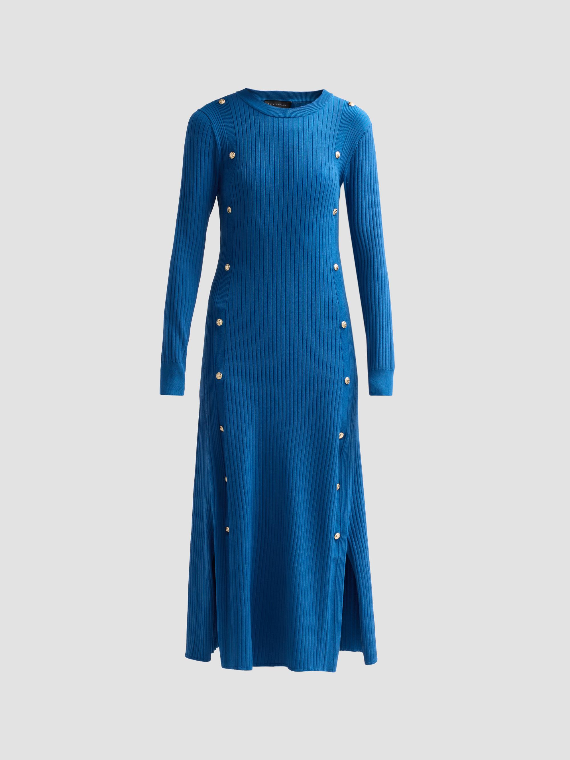 seamed a line dress tahari Elie Elodie Striped Rib-Knit Midi Shirtdress Backless Dresses - Buy
