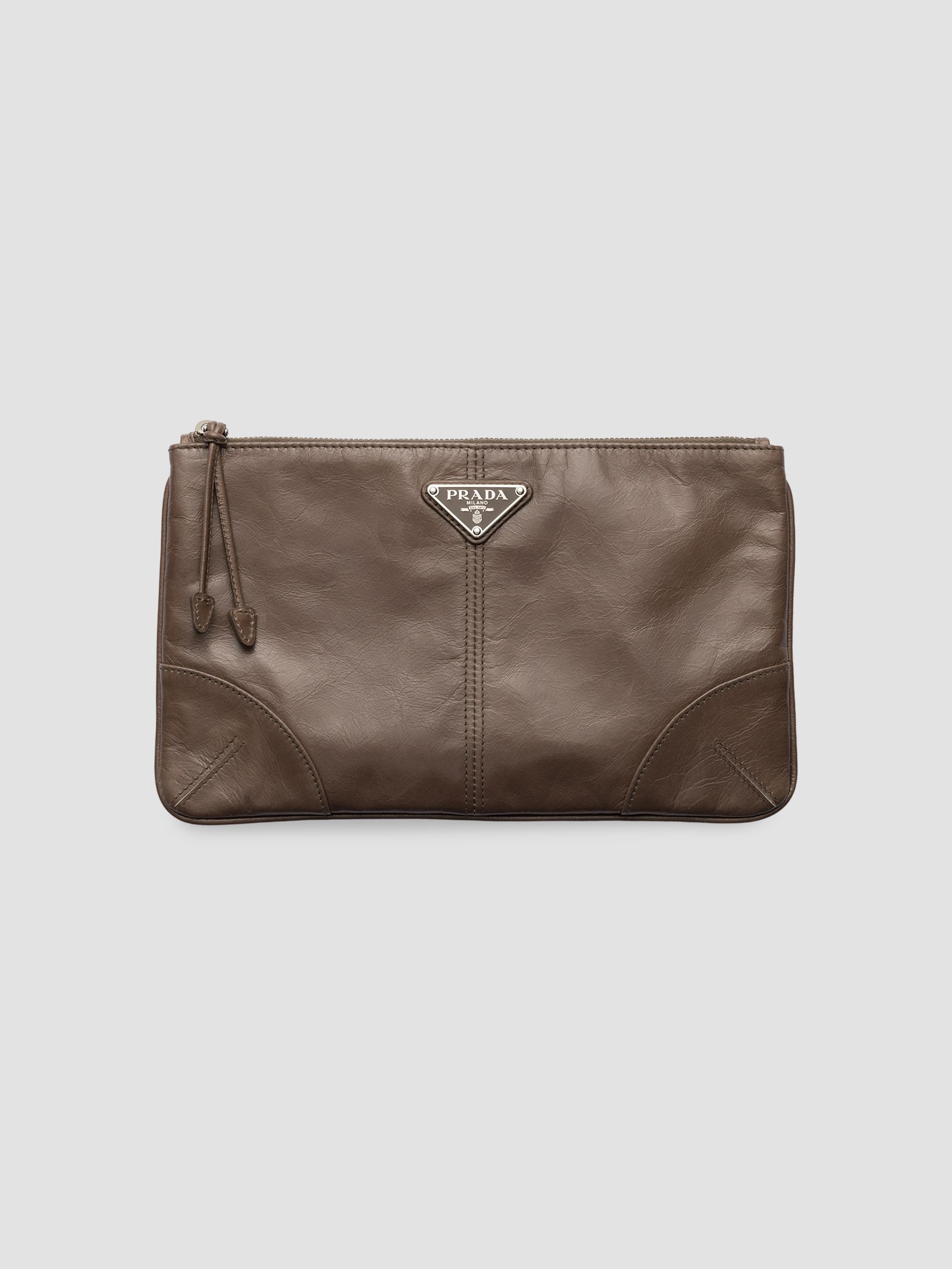 Prada Men's Leather Pouch - Brown | Thumbnail 5