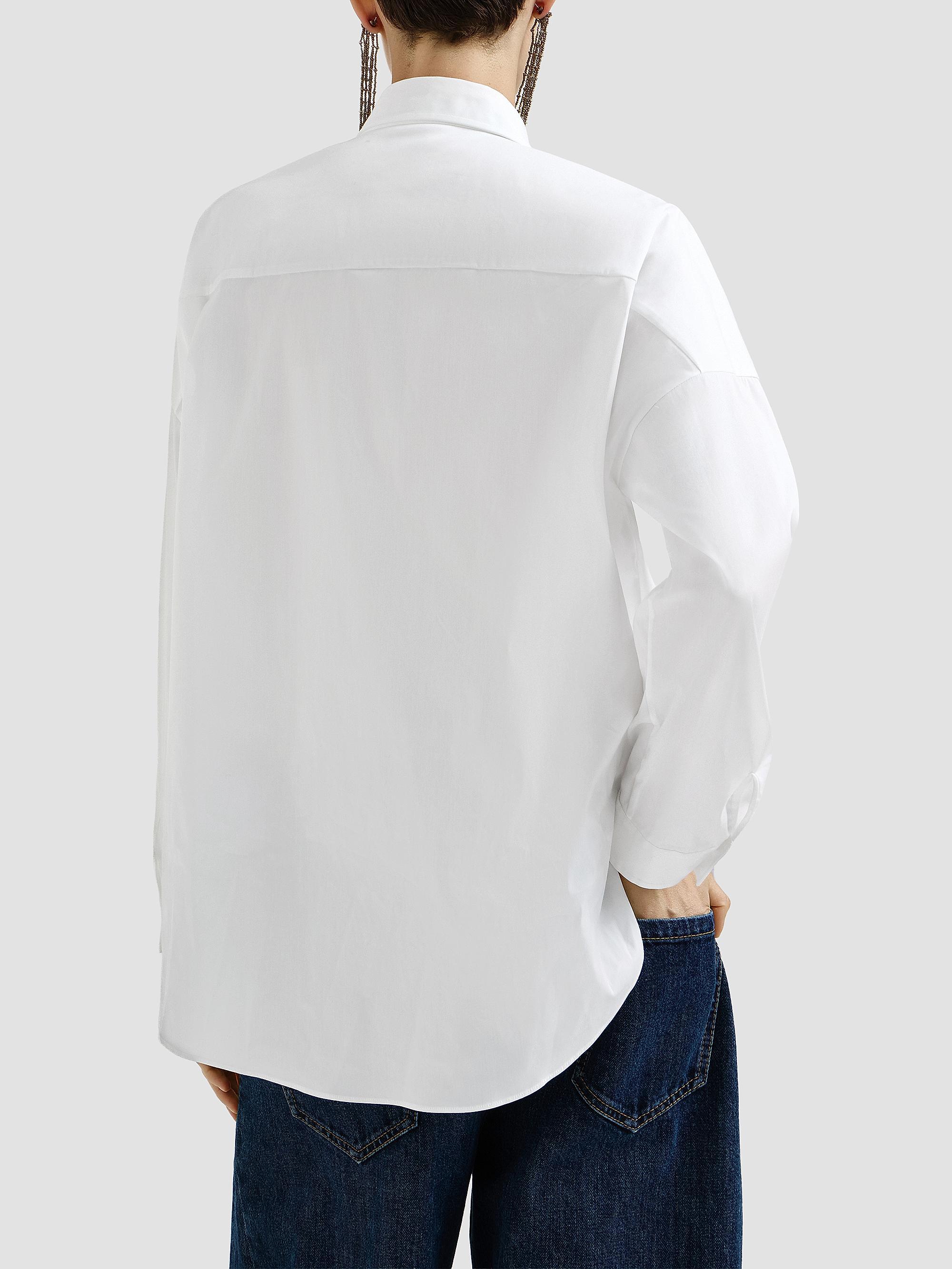Brunello Cucinelli Women's Stretch Cotton Poplin Shirt with Shiny Trim - White | Thumbnail 3