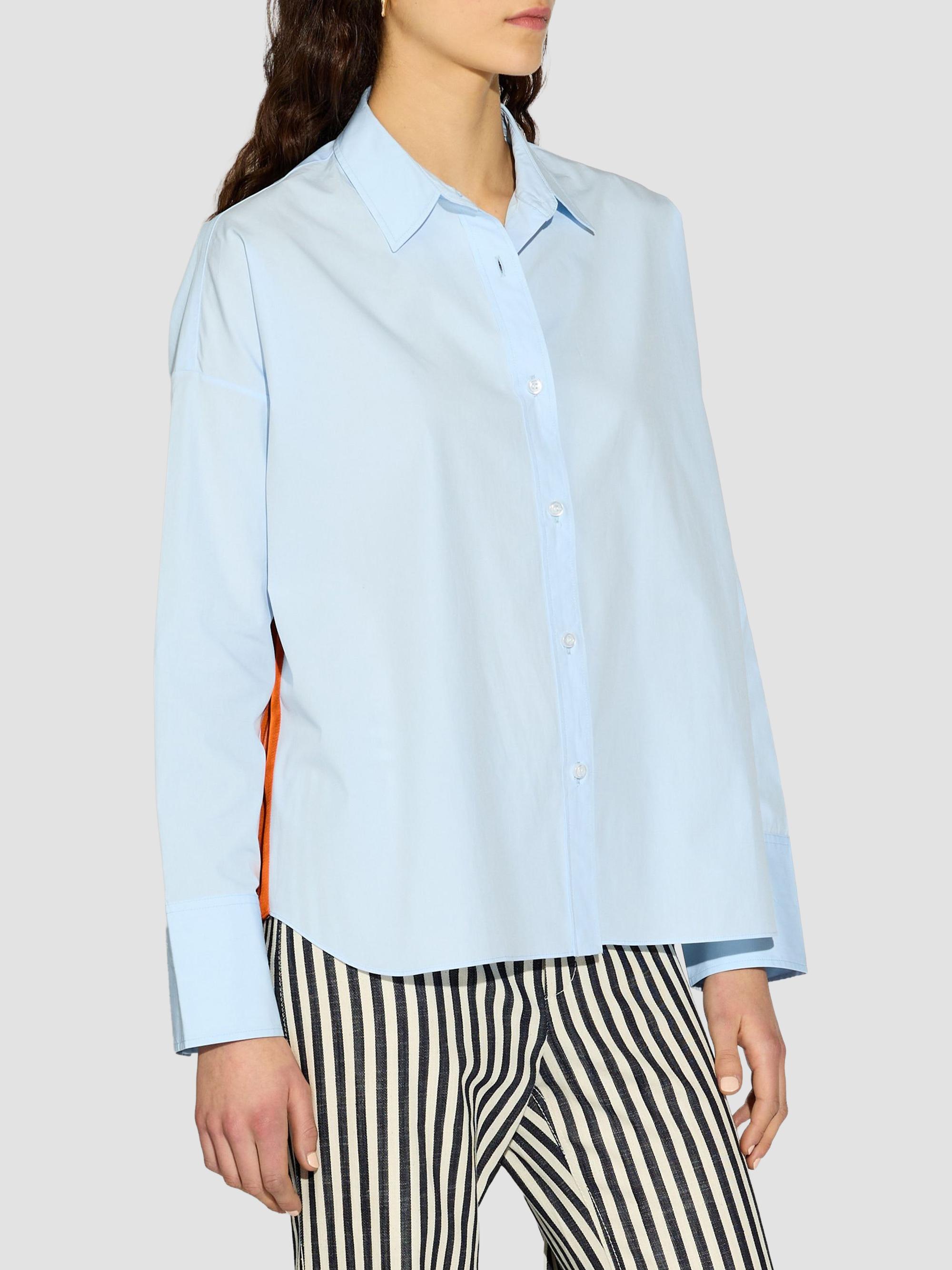 Callas Milano Women's Sirene Poplin Shirt with Silk Twill Lake Como Print Scarf Back - Pale Blue | Thumbnail 3