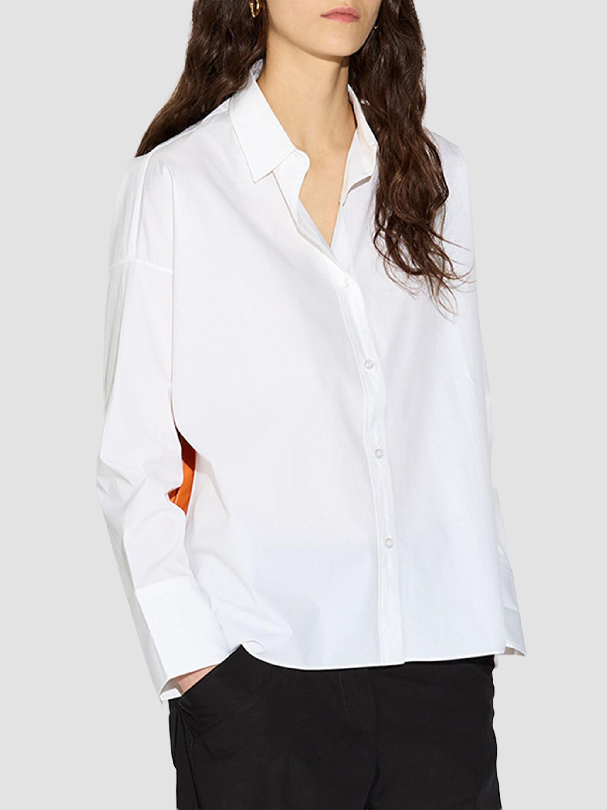 Callas Milano Women's Sirene Poplin Shirt with Silk Twill Lake Como Print Scarf Back - White | Thumbnail 3