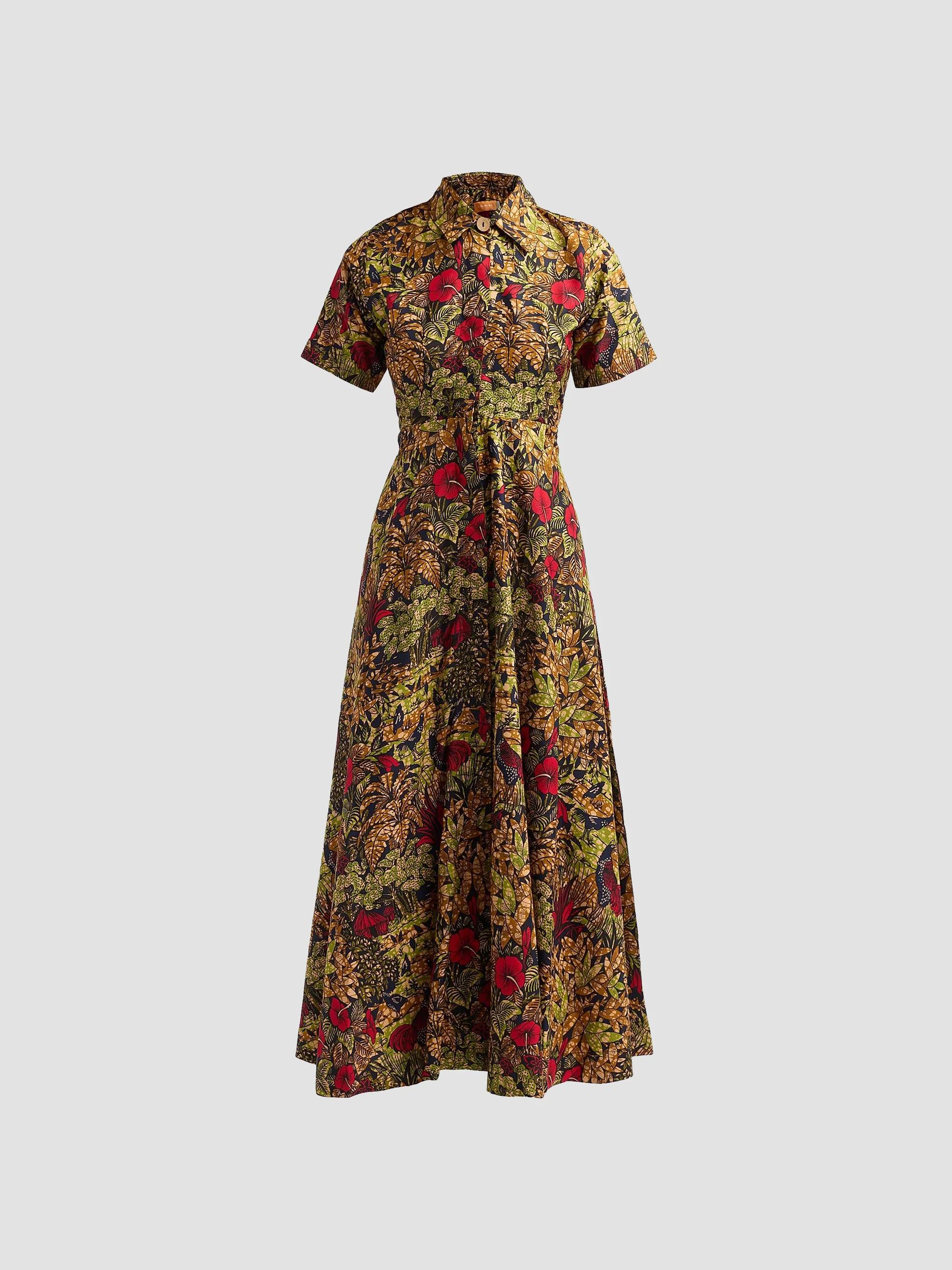 【misa】 MISA Los Angeles Esmeralda Paisley Satin Midi-Shirtdress | Saks