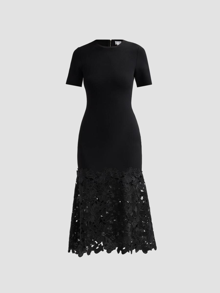 Milly Halle Lace-Trim Knit Midi Dress | Saks Fifth Avenue