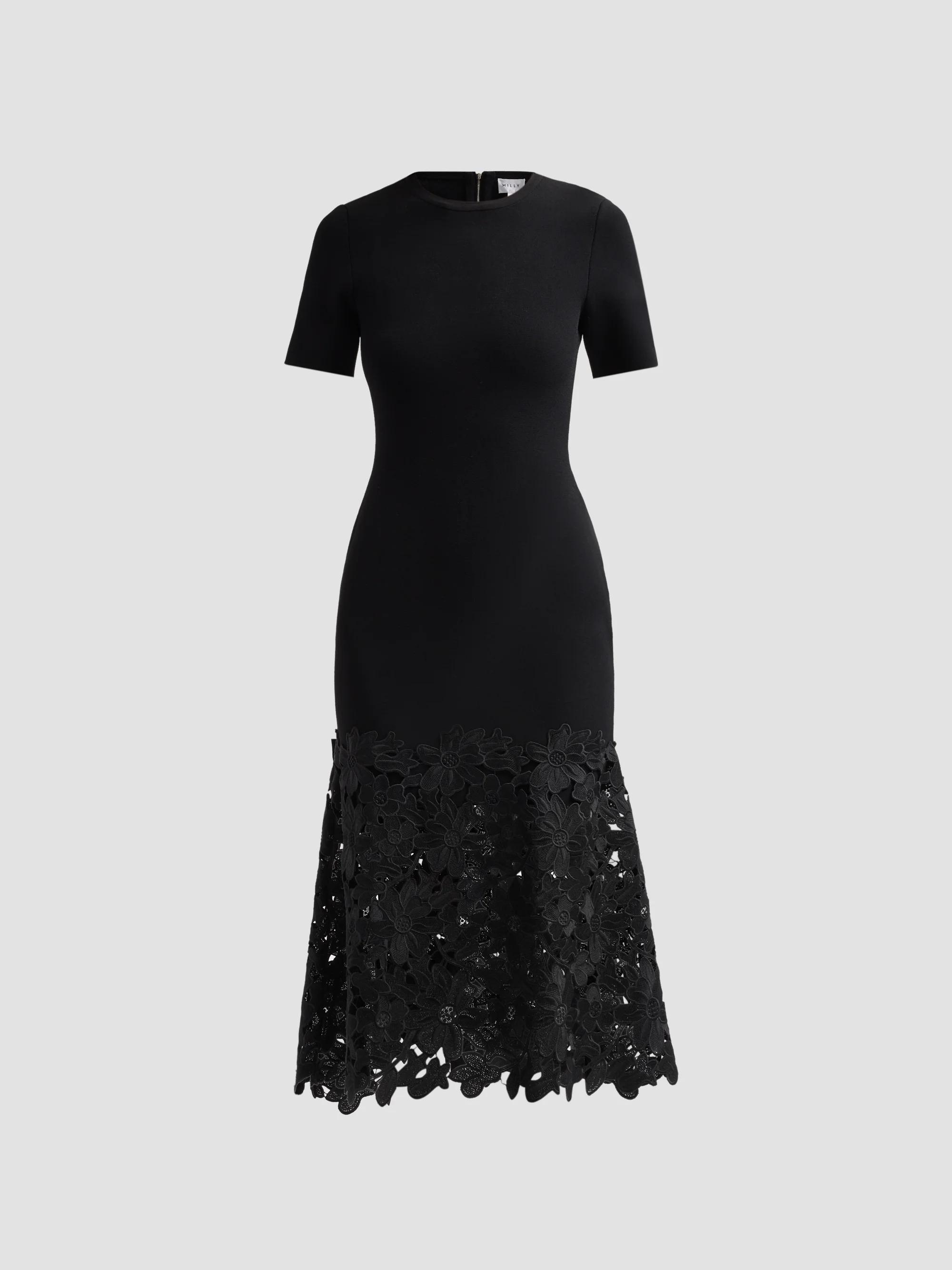 milly off shoulder sheer inset knit midi dress Ots Off-Shoulder Midi-Dress Strapless midi