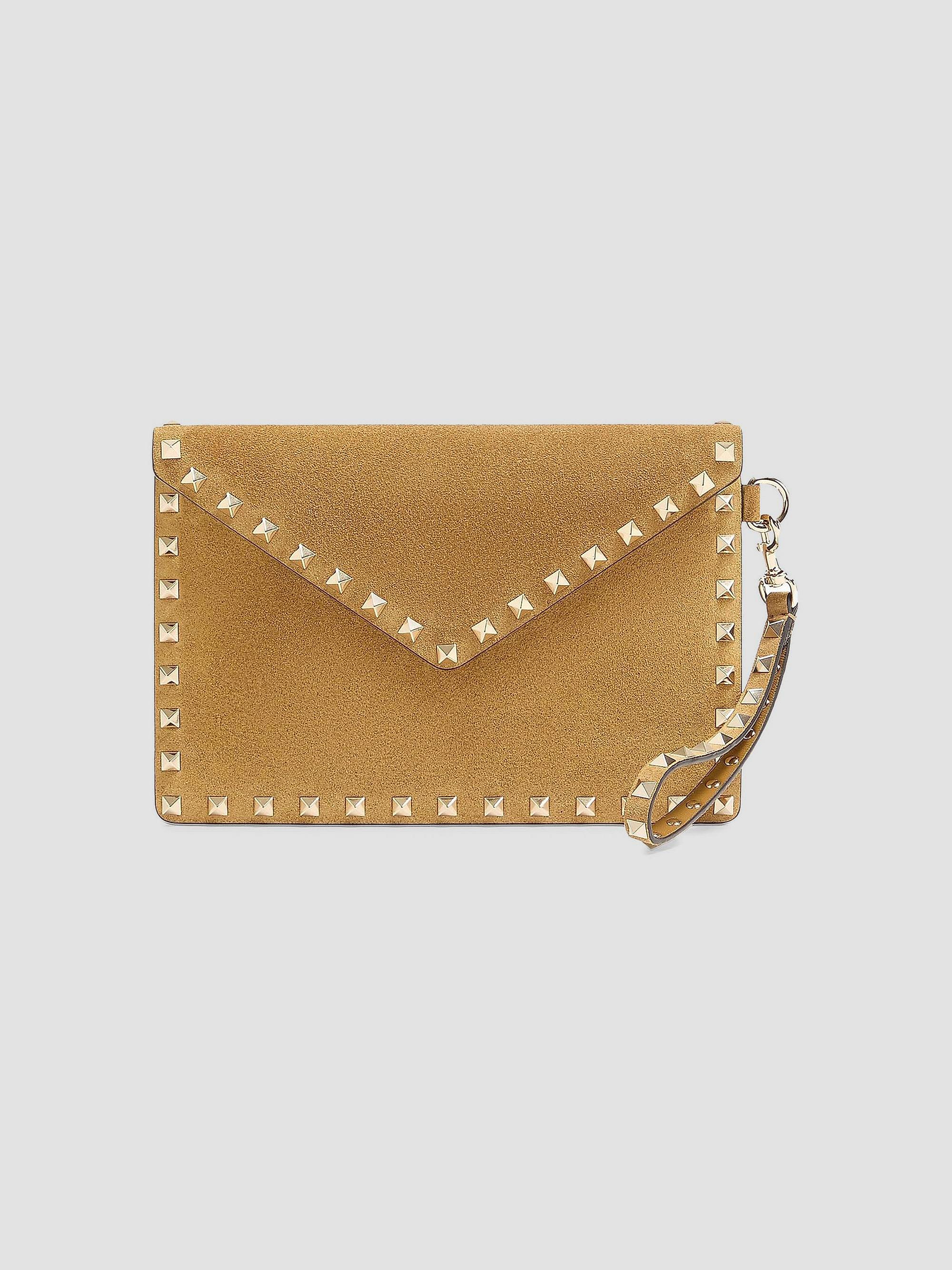Valentino Garavani Women's Rockstud Suede Clutch - Havana Beige | Thumbnail 8