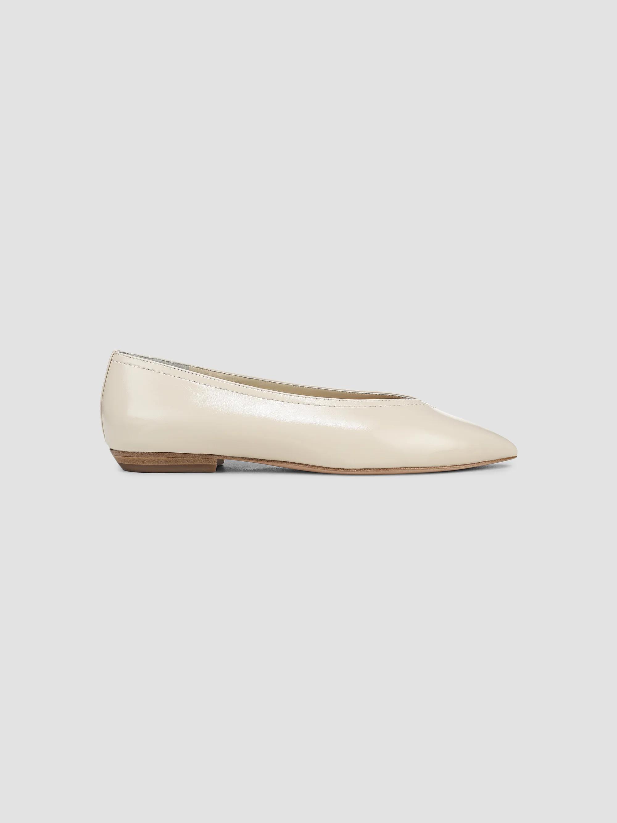 Veronica Beard Women's Bancroft Leather Ballerina Flats - Limestone Ivory - Size 9.5