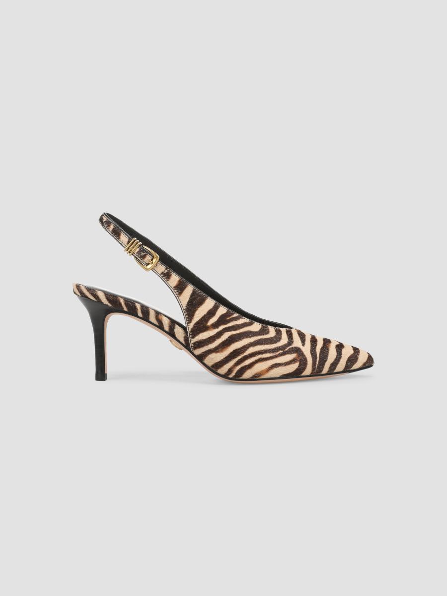Veronica Beard Luciana 70MM Zebra-Print Calf Hair Slingback Pumps