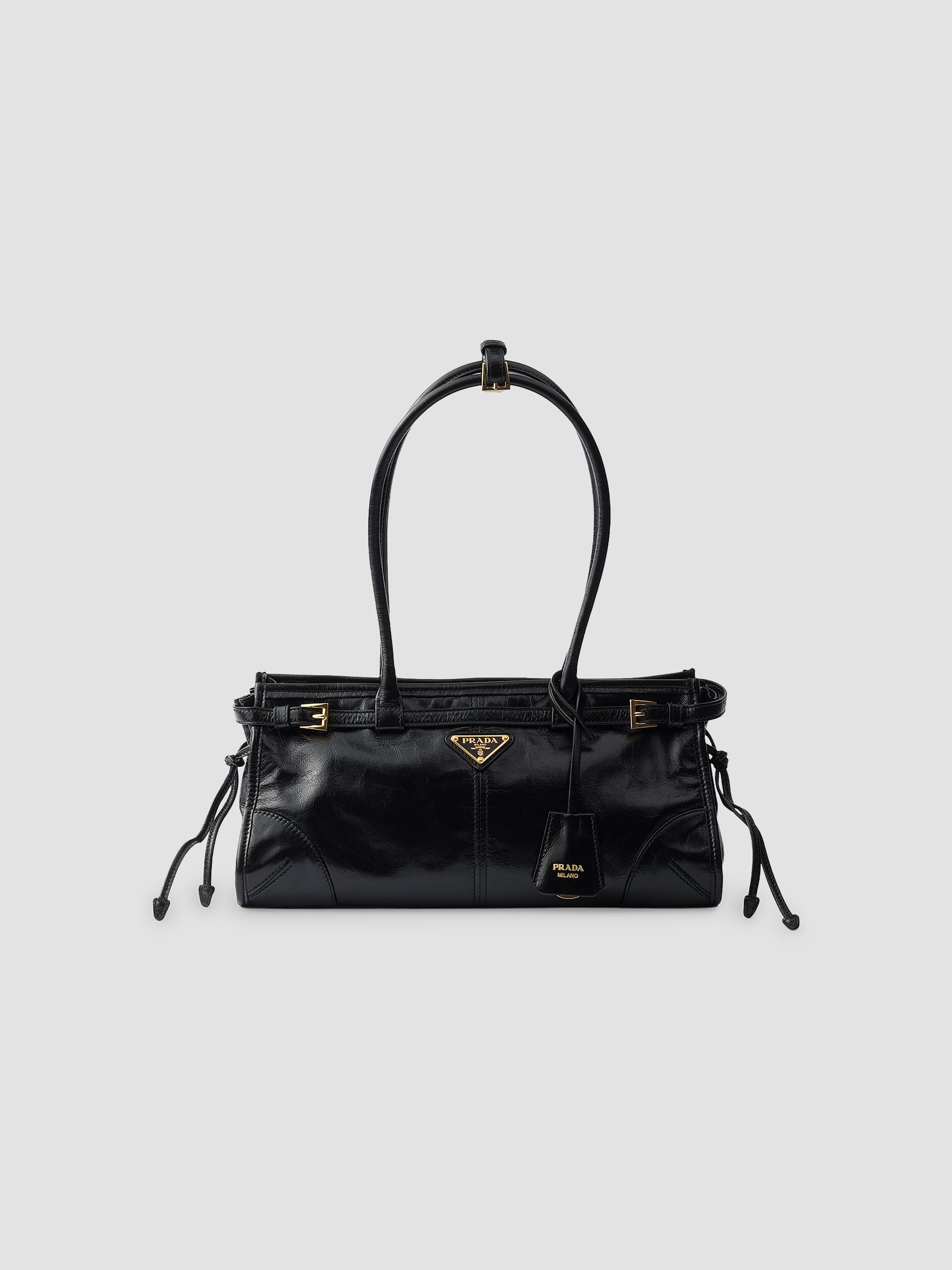 Prada Women's Bonnie  Top Handle Leather Bag - Black | Thumbnail 7