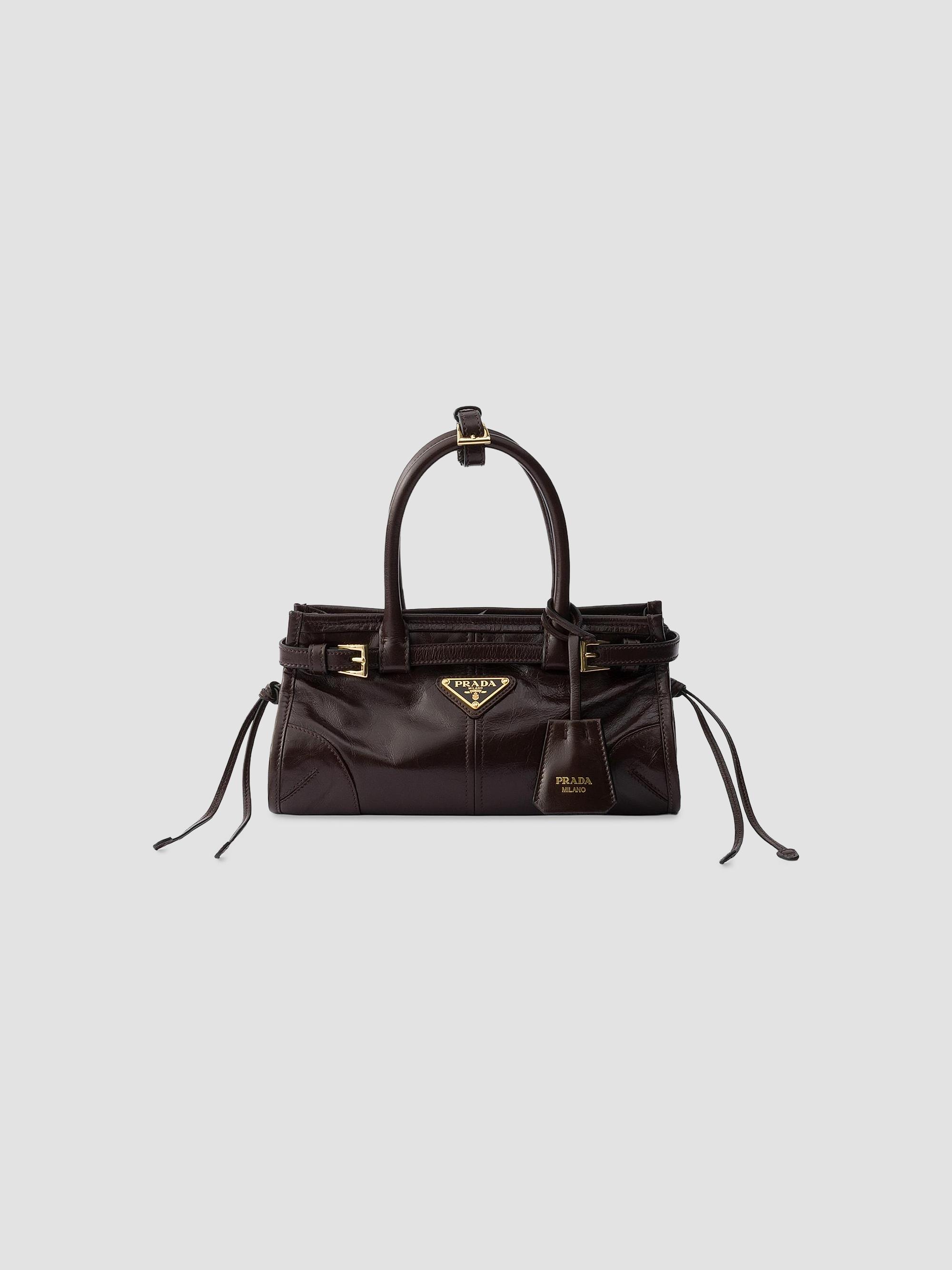 Prada Women's Bonnie Leather Top Handle Bag - Brown | Thumbnail 7