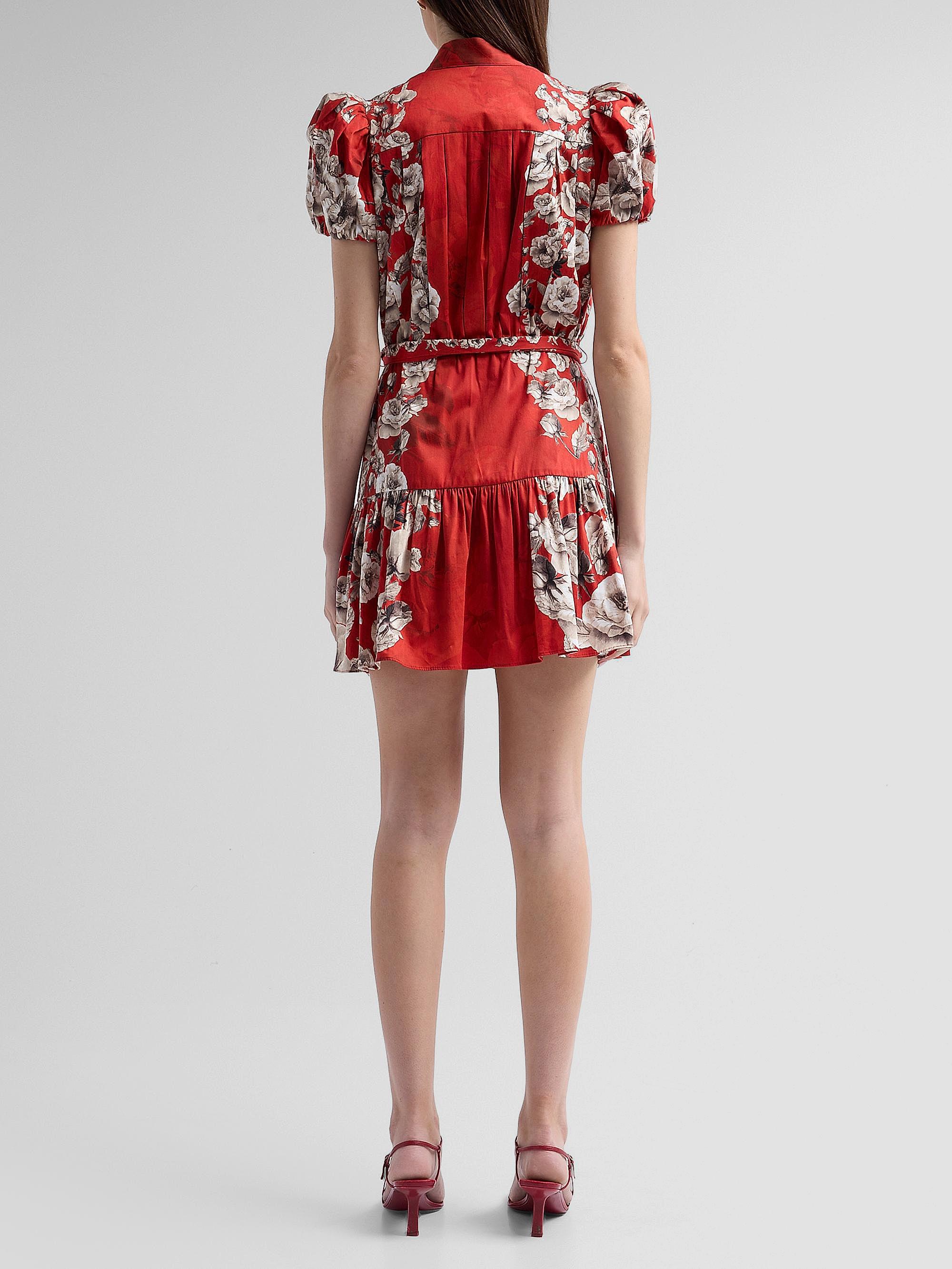 Cora Floral Tiered Mini Shirtdress