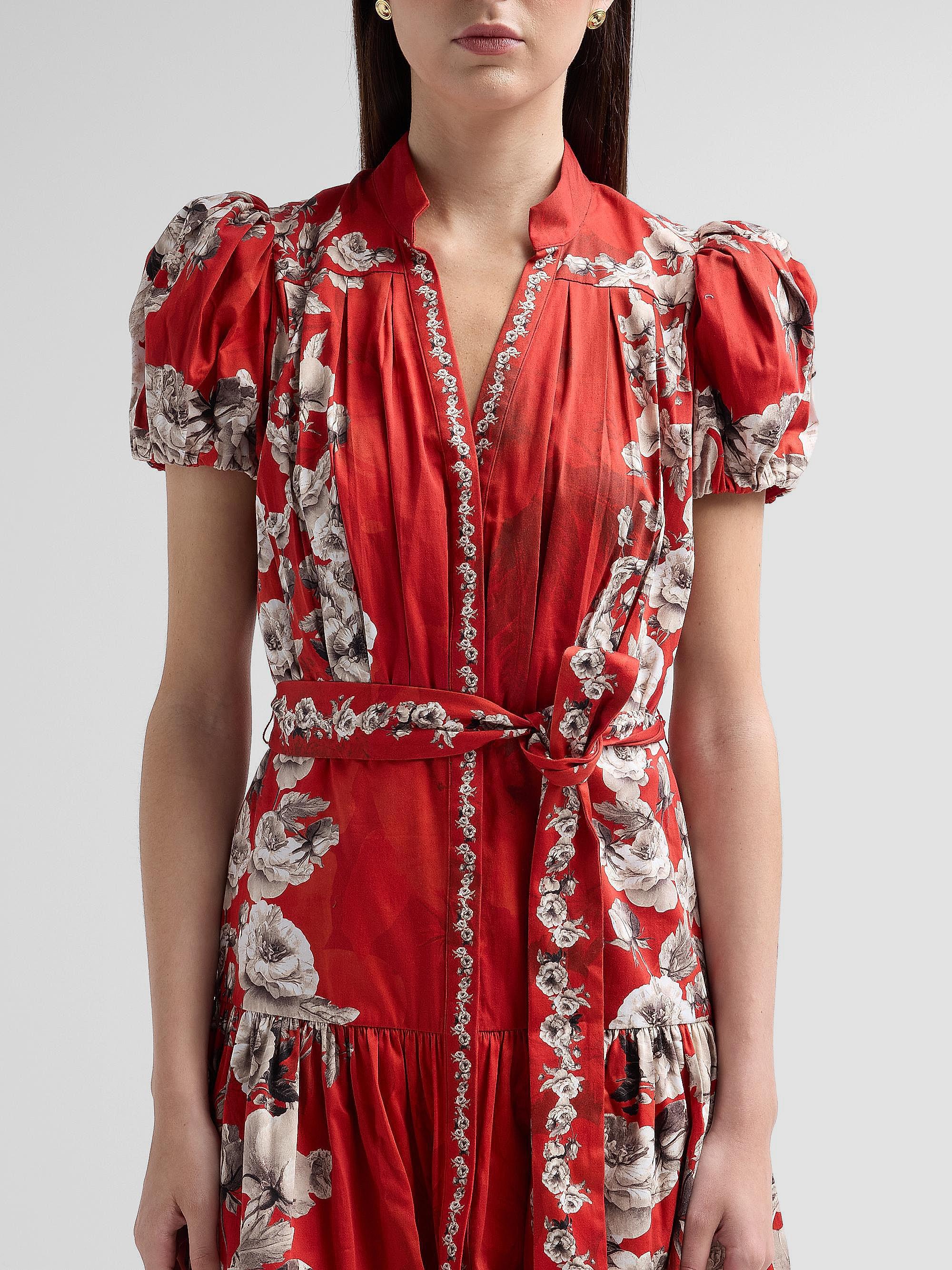 Cora Floral Tiered Mini Shirtdress