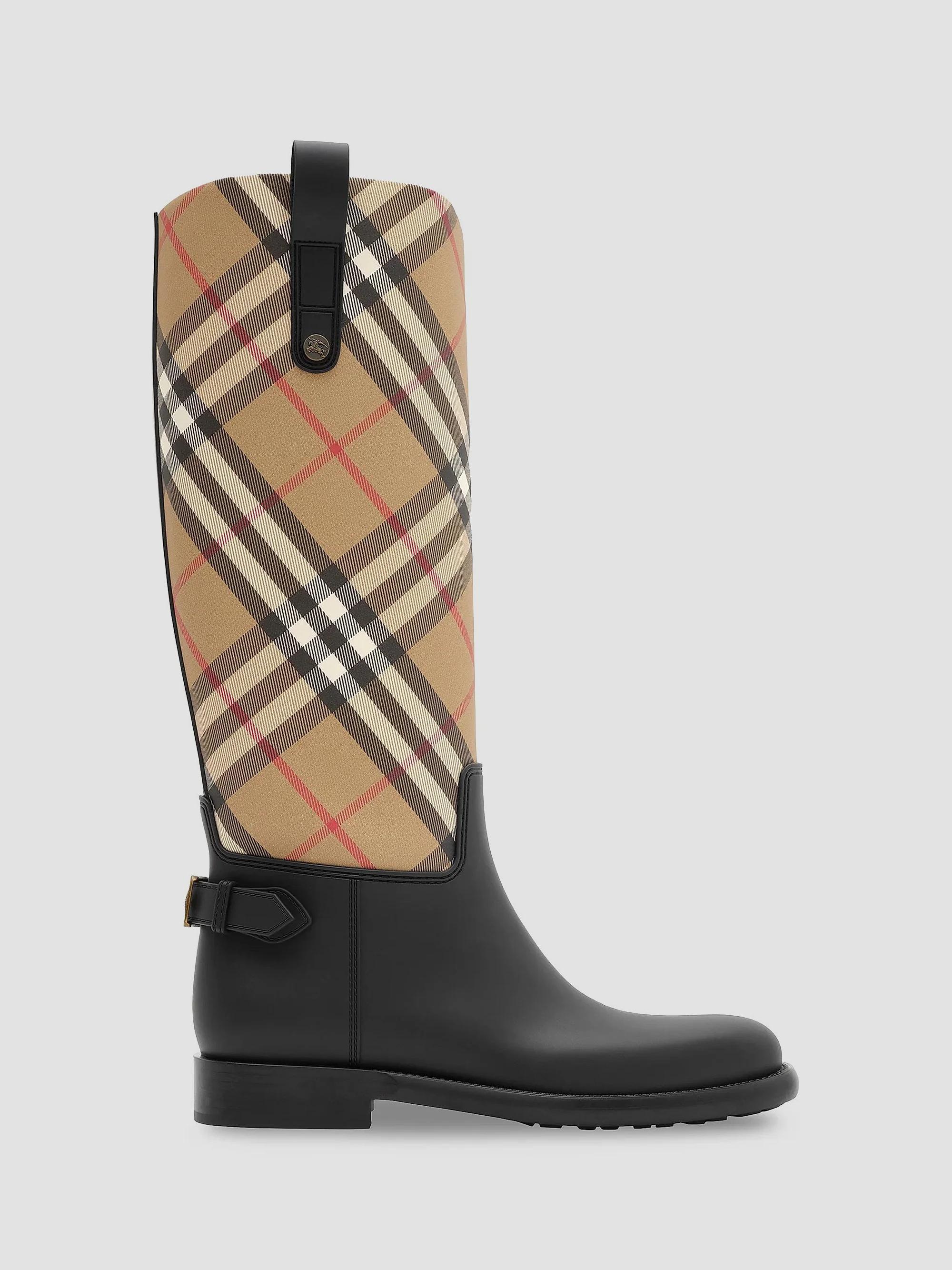 Burberry Pryle 70MM House Check & Leather Ankle Boots | Saks Fifth