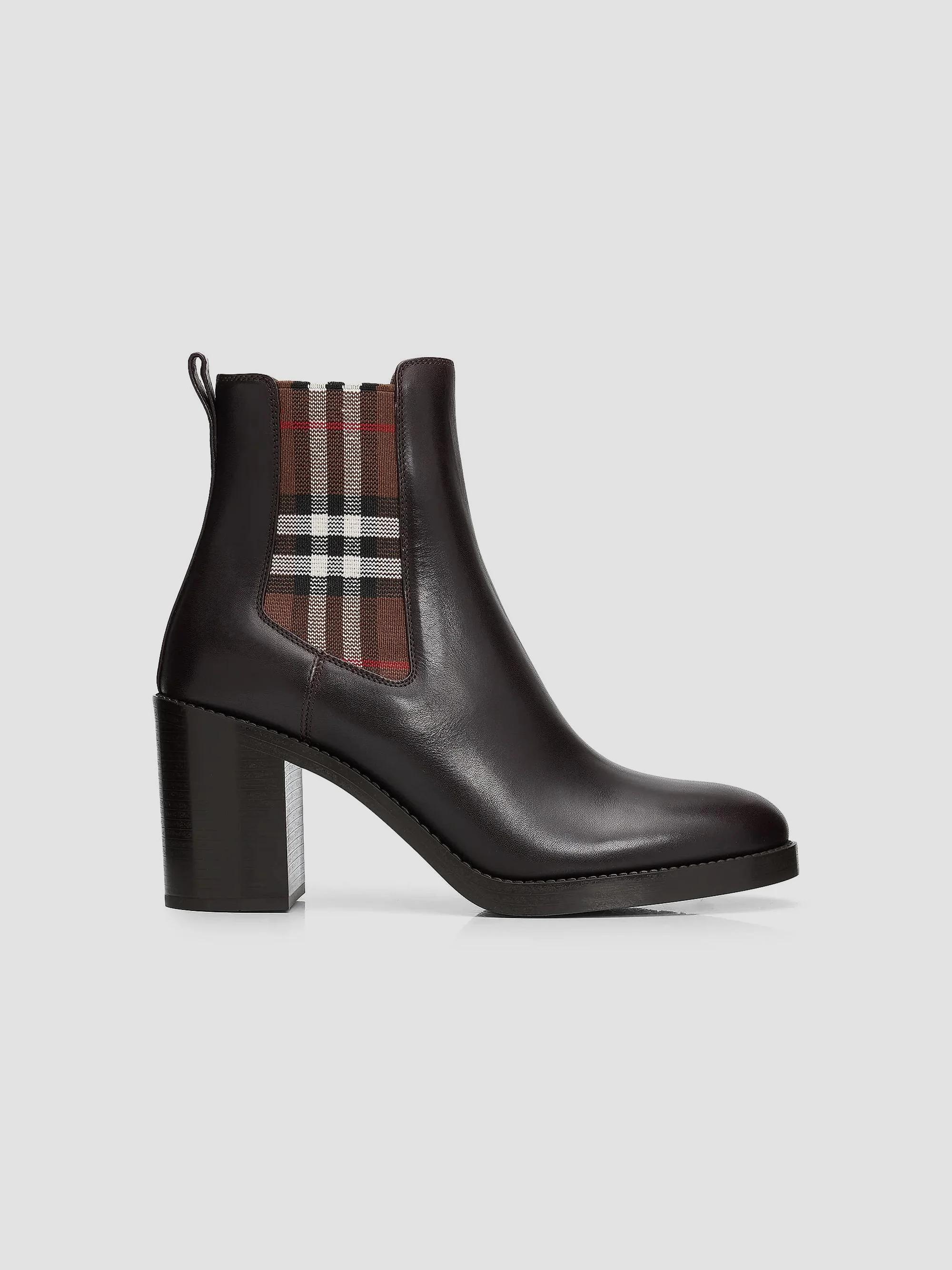 Burberry Pryle 70MM House Check & Leather Ankle Boots | Saks Fifth