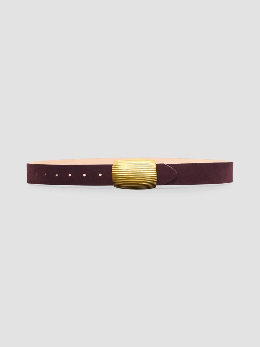 L'agence Women's Montell Suede Belt In Burgundy Suede
