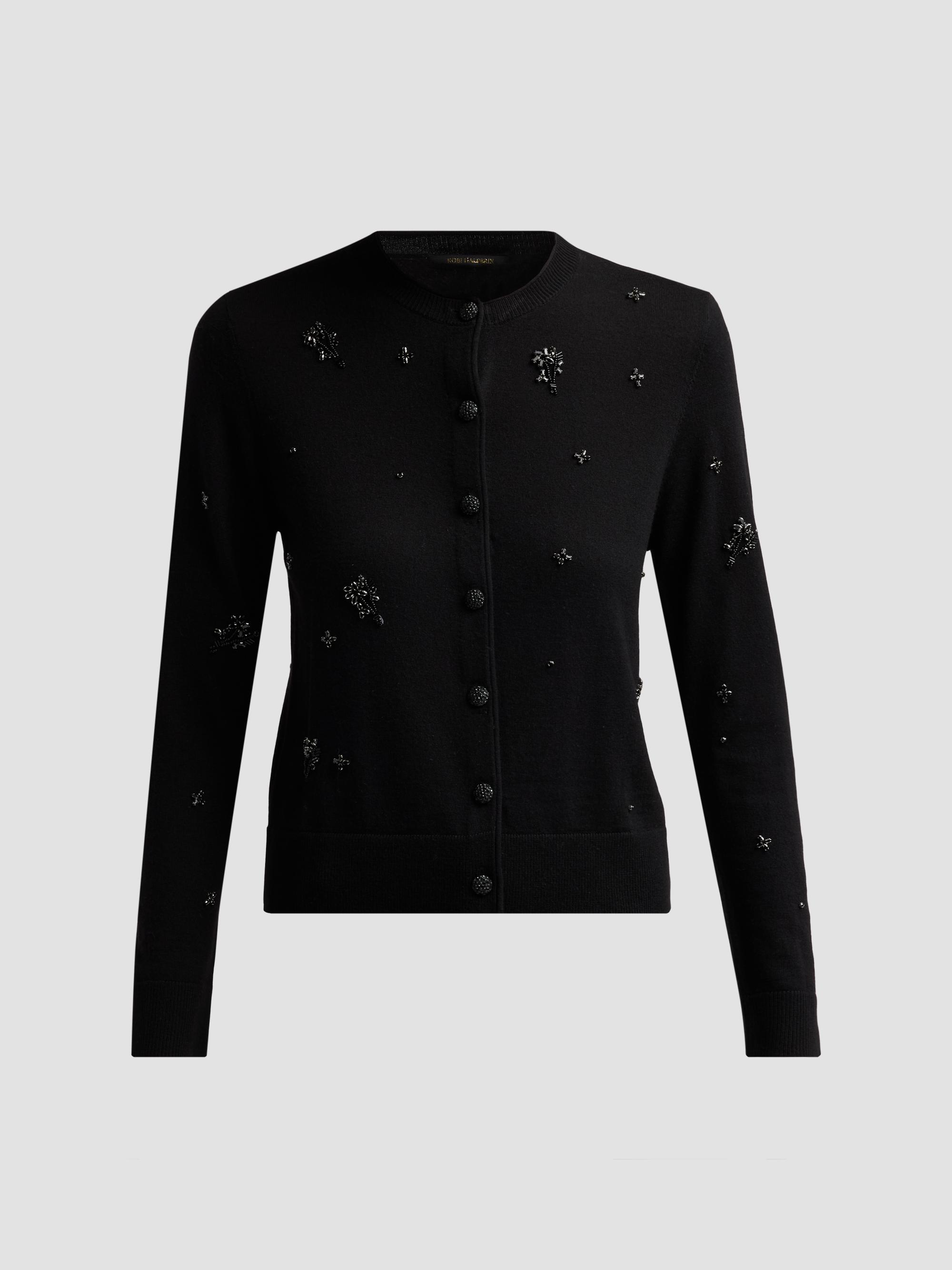 Toccin Xandra Polka Dot Silk-Blend Crewneck Cardigan | Saks Fifth