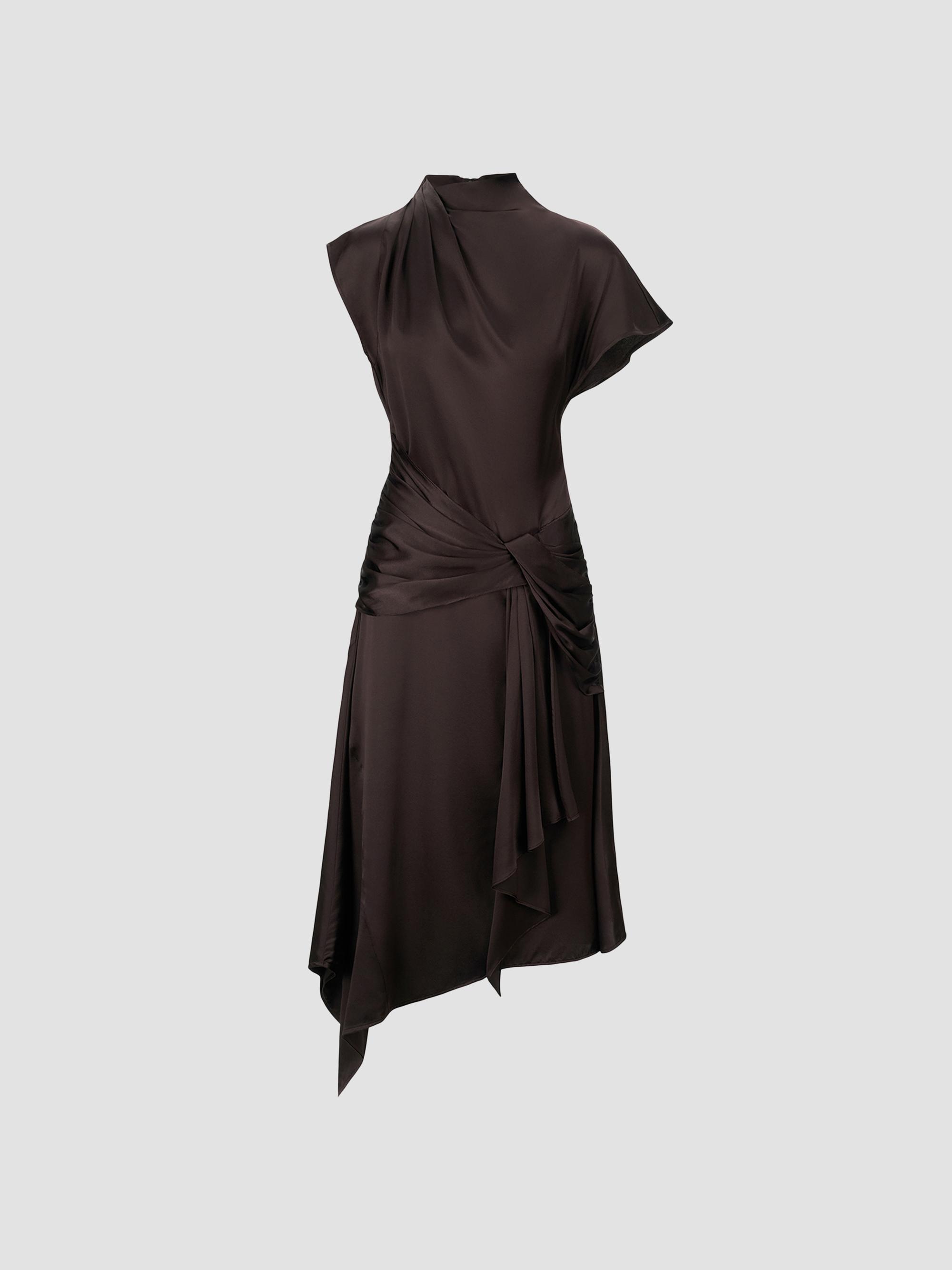 staud asymmetric dress Davina Front-Knot Satin Midi The Portia fit model_tahlia VTG 90s Country Wear Size:Size 18
