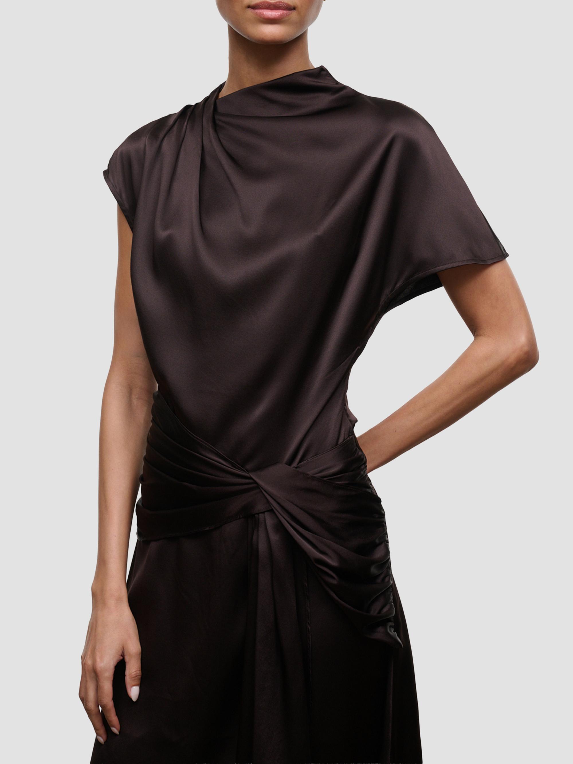 STAUD Davina Front-Knot Asymmetric Satin Midi Dress | Saks Fifth