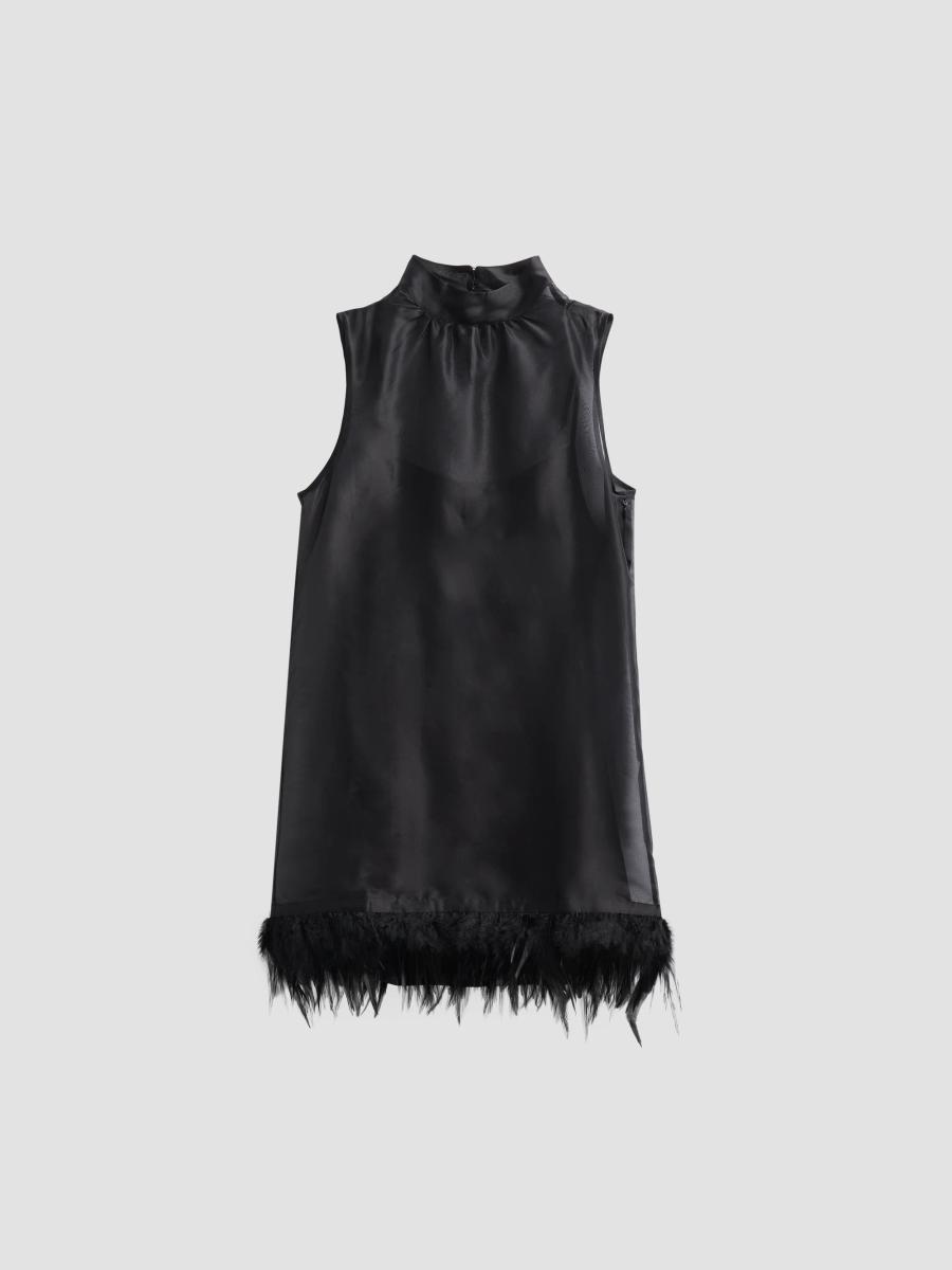 STAUD Albee Silk Organza Feather-Hem Mini Dress | Saks Fifth Avenue