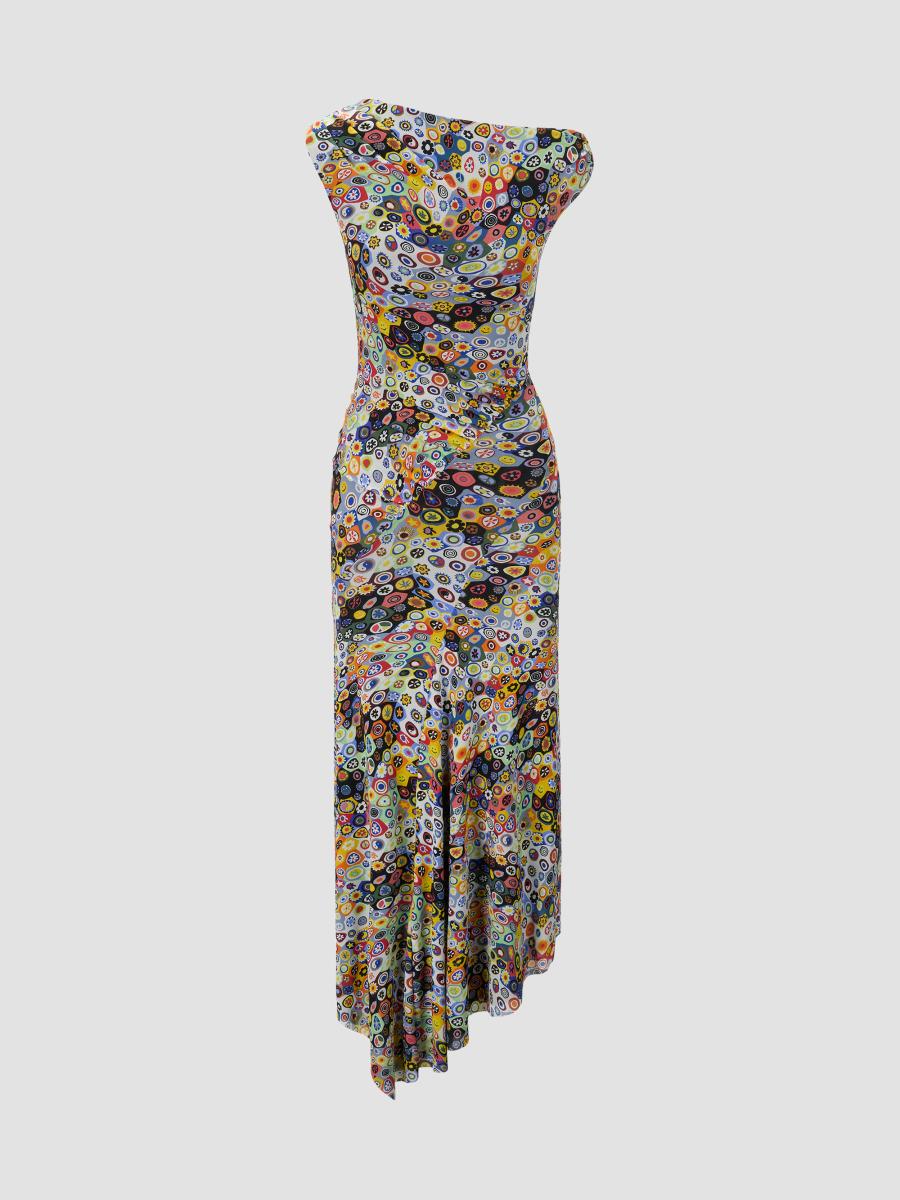 Staud Women's Amaris Asymmetric Maxi Dress In Millefiori Mosaic