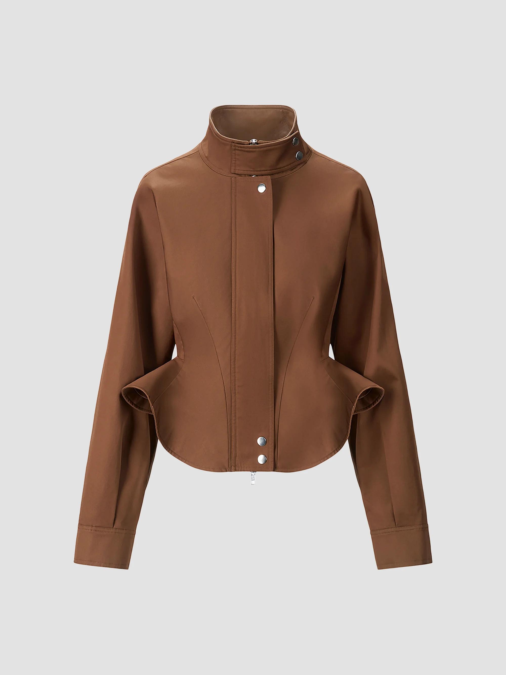 Staud Women's Archie Cotton Peplum Jacket - Cigar - Size XS