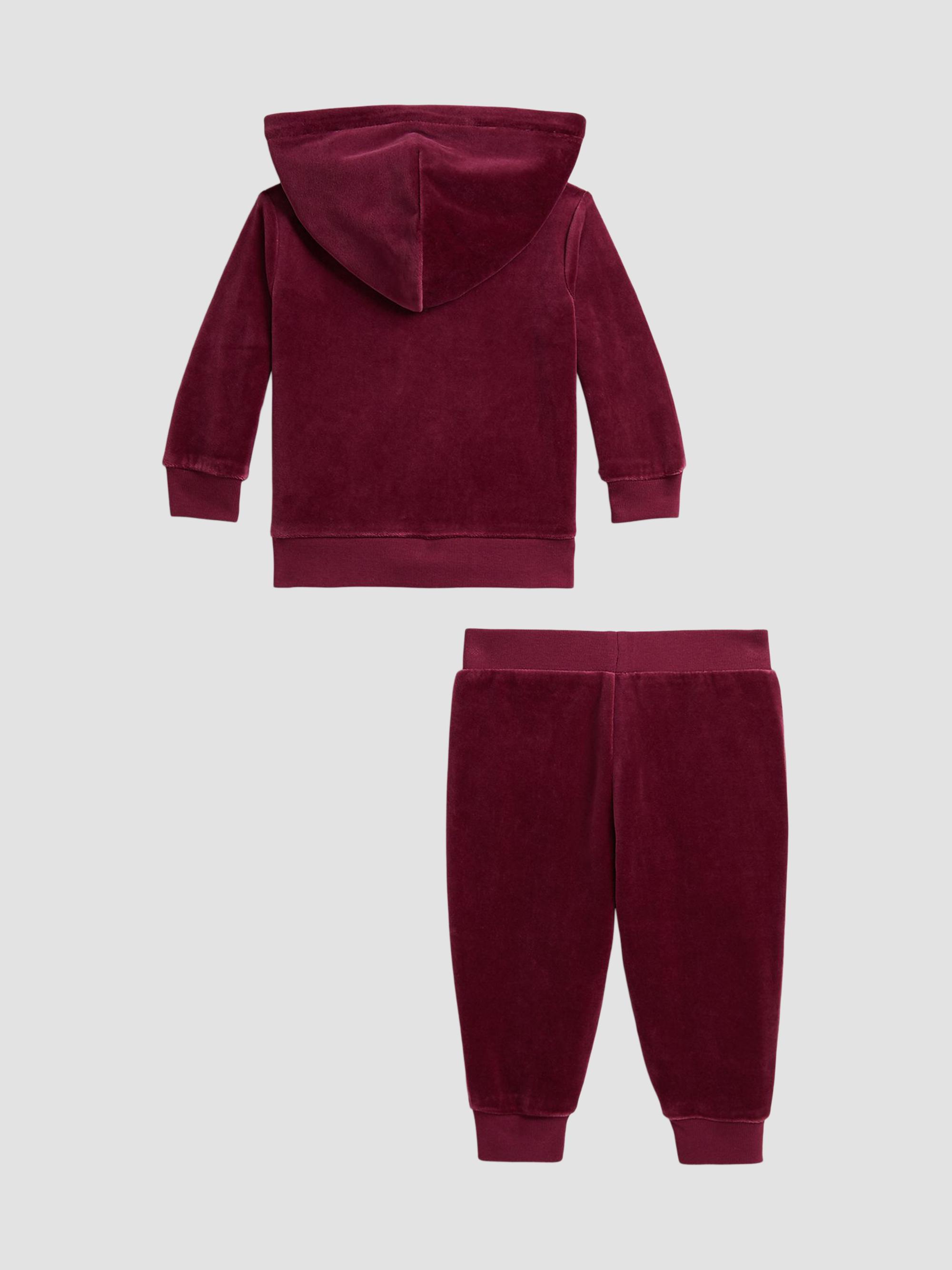 Polo Ralph Lauren Baby Girl's Velour Lace-Trimmed Sweatsuit - Aubergine 9 Months | Thumbnail 2