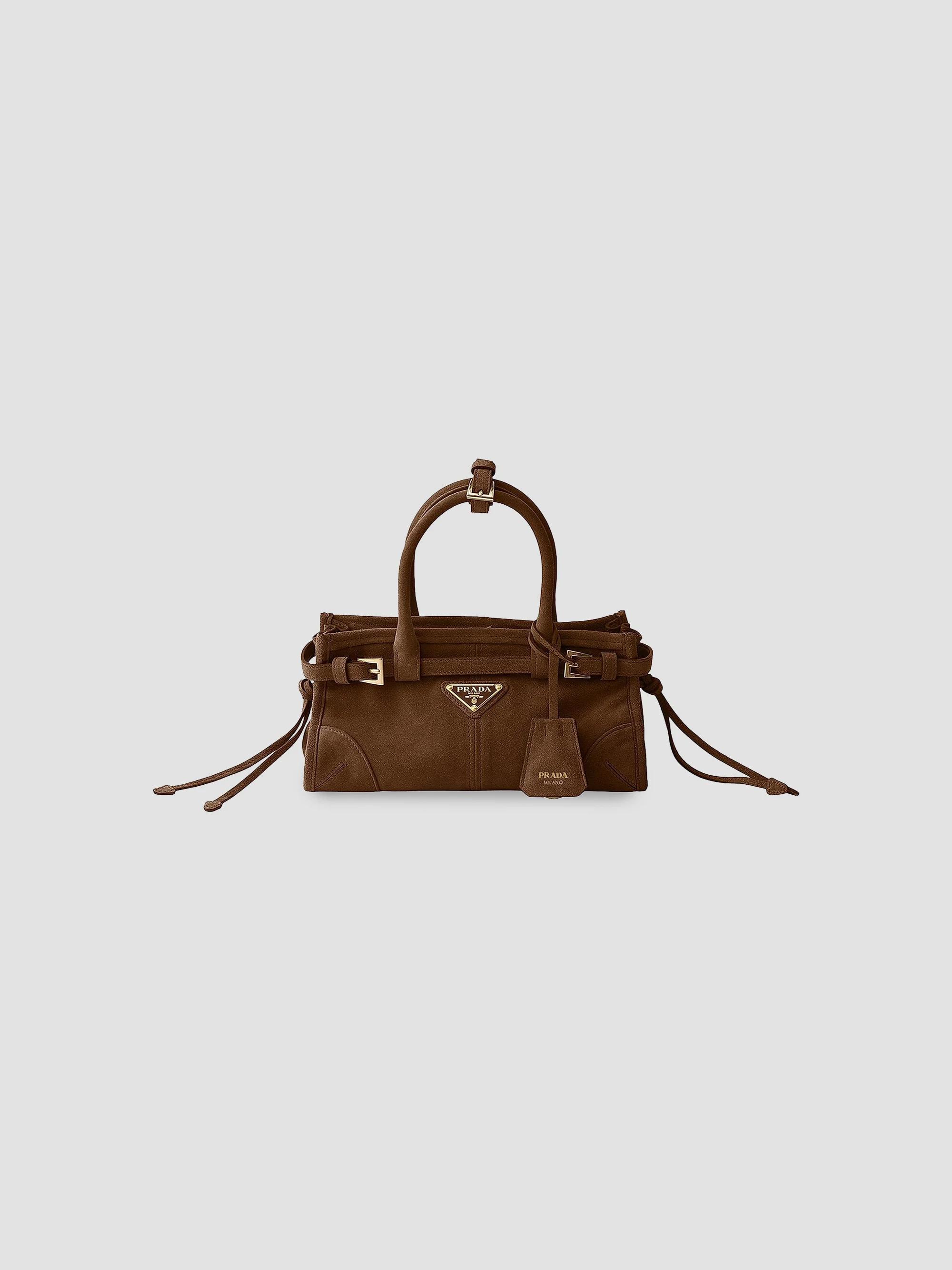 Prada Bonnie Small Denim and Leather Top Handle Bag | Saks Fifth