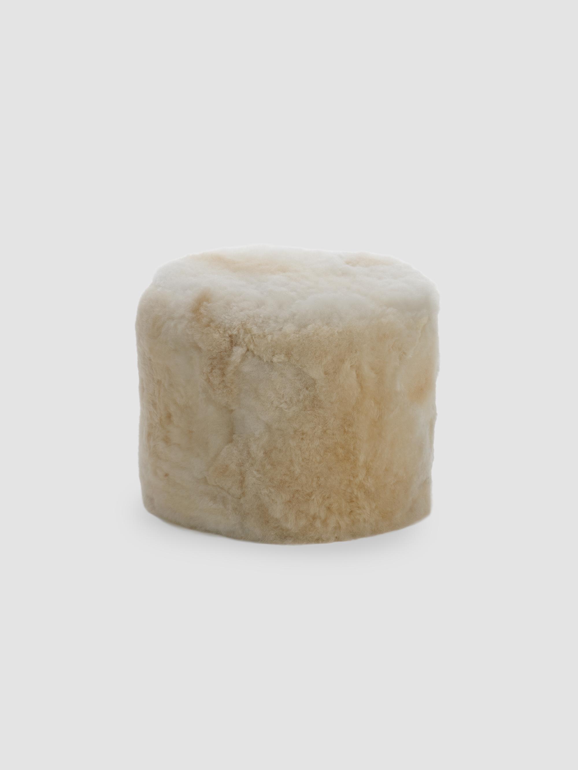 Lio Alpaca Fur Pouf Ottoman - Offwhite Beige