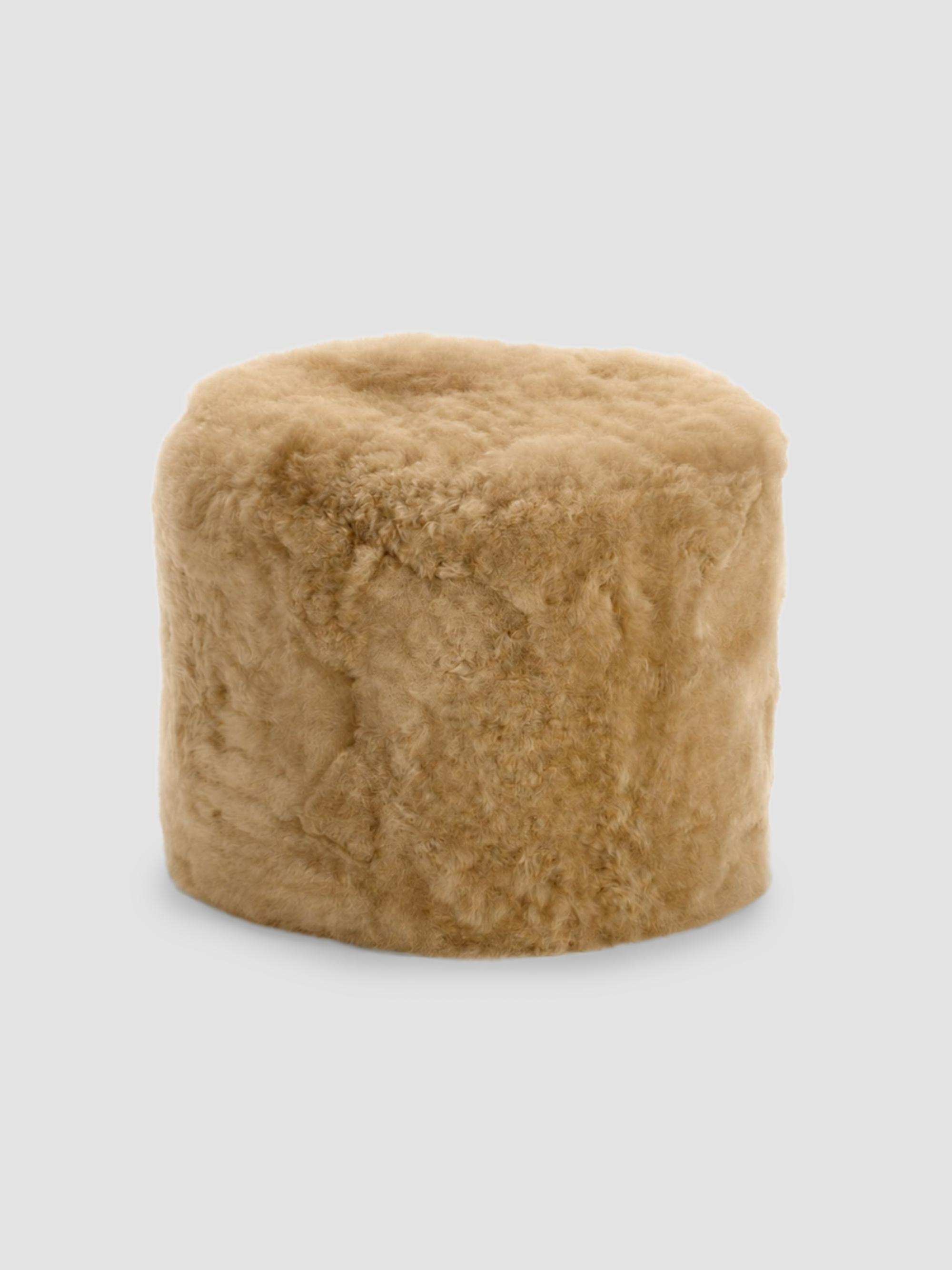 Lio Alpaca Fur Pouf Ottoman - Taupe