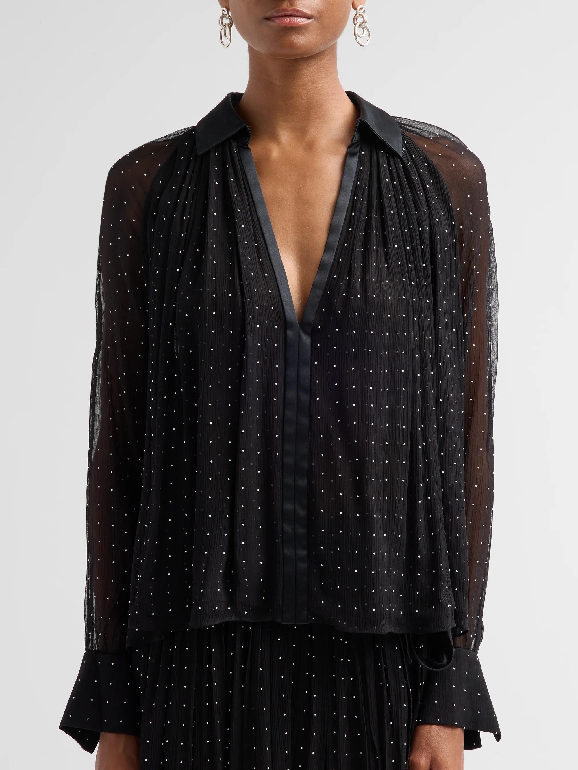 Vince Heat-Set Dot Sheer Gathered Blouse | Saks Fifth Avenue