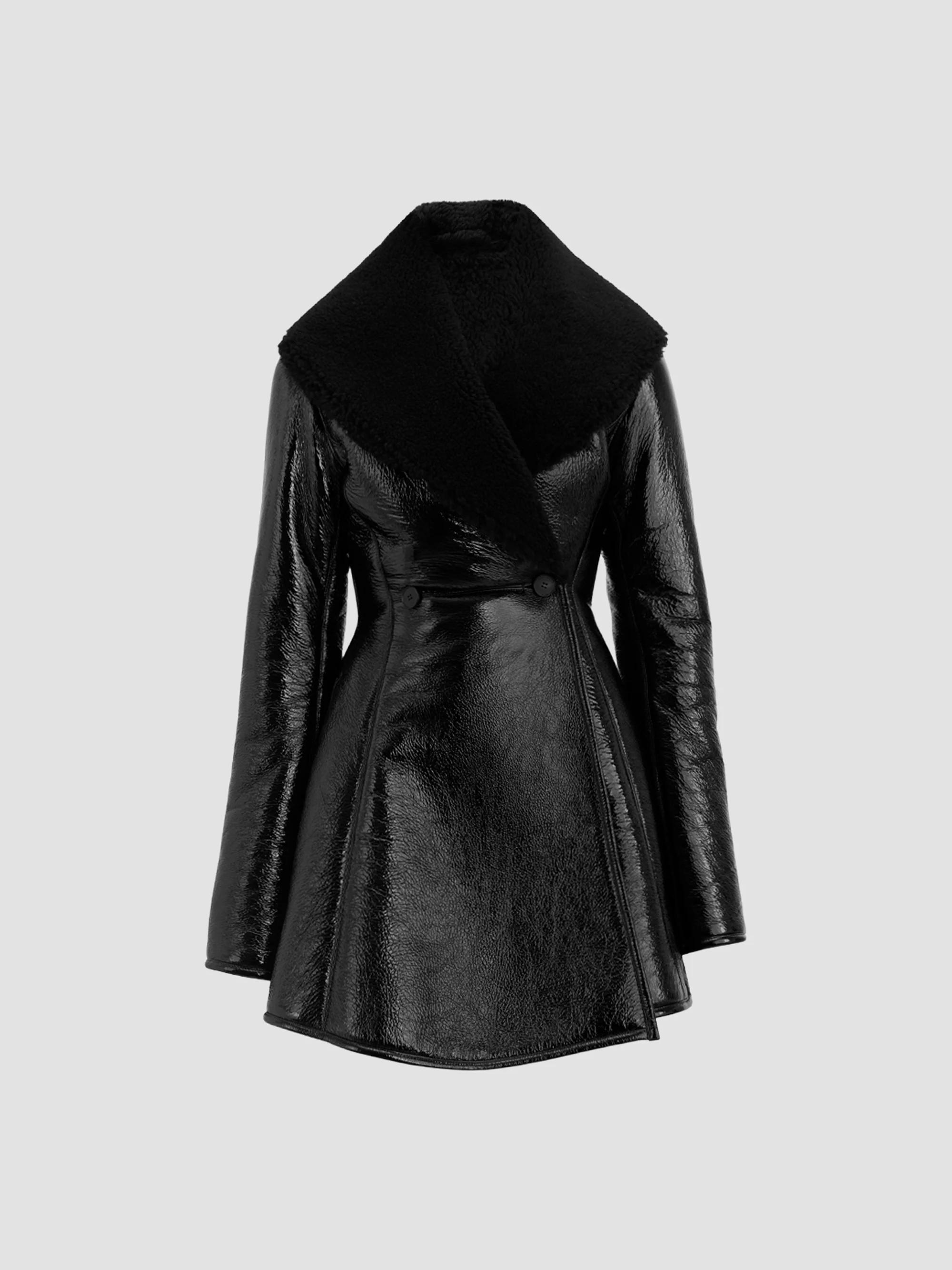 Women's Patent Leather & Shearling Princess Coat