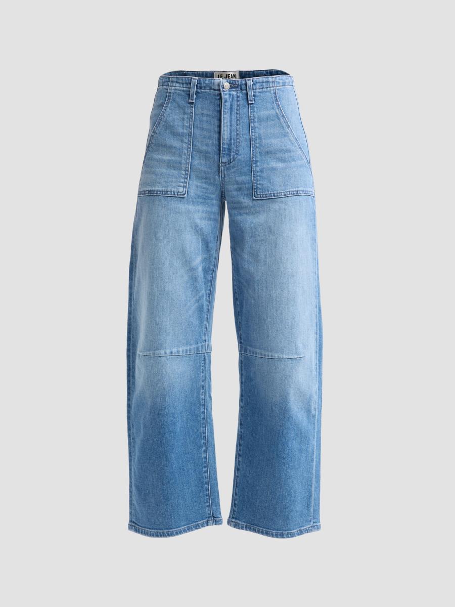 Le Jean Women's Utility Barrel-leg Crop Jeans In Open Skies